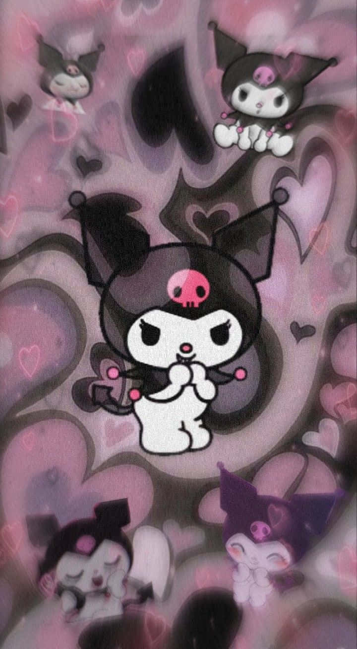 Emo Hello Kitty, black bat ears, pink skull motif, HD Phone Wallpaper