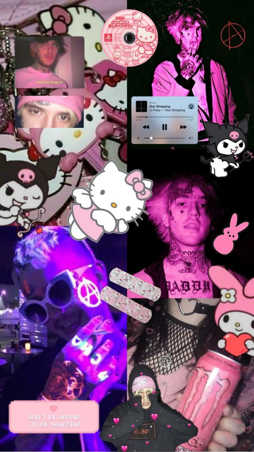 Emo Hello Kitty, laptop, headphones, HD Phone Wallpaper