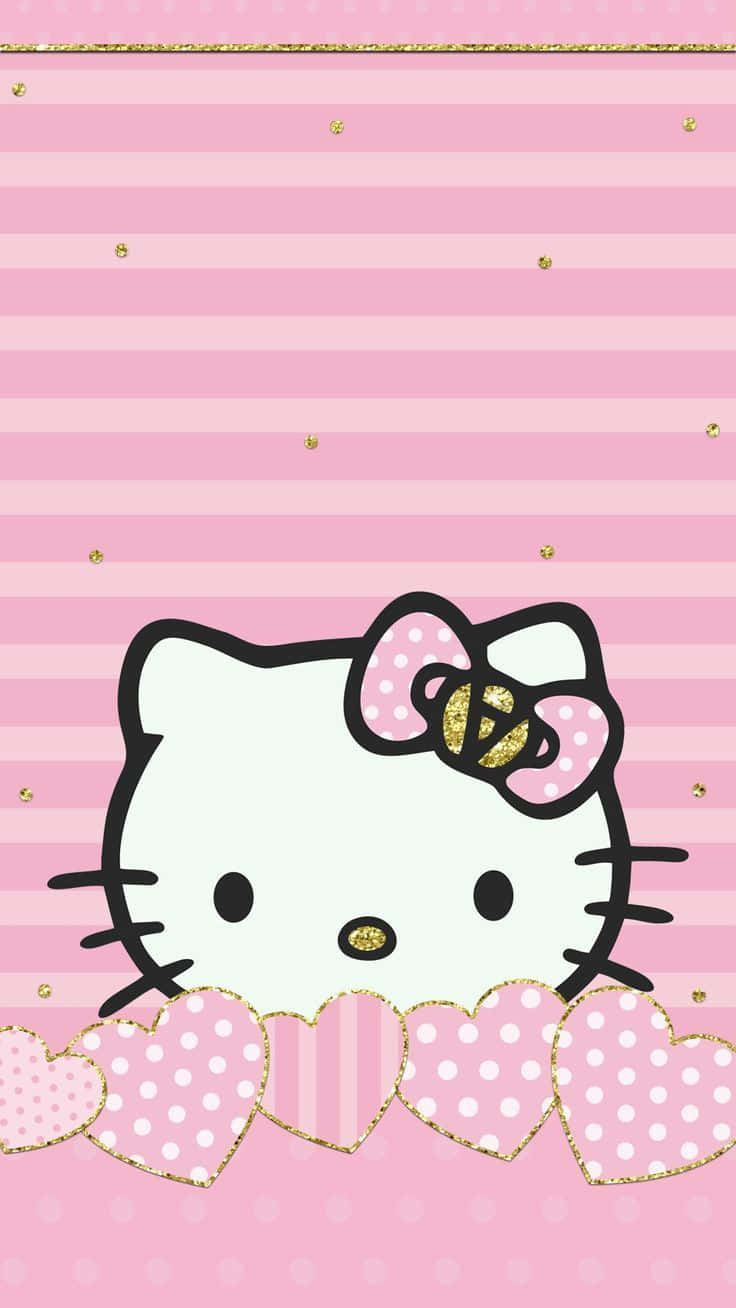 Hello Kitty, pink background, hearts, HD Phone Wallpaper