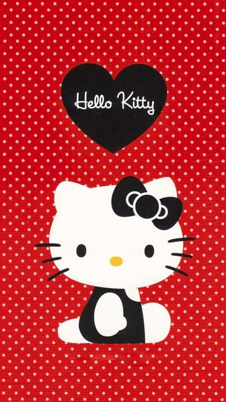 Hello Kitty, red background, white polka dots, HD Phone Wallpaper