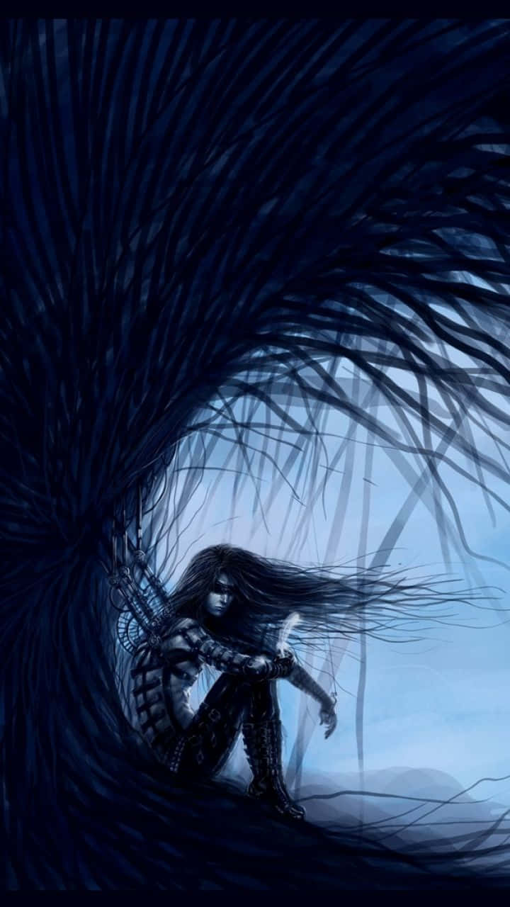 Emo iPhone, armored warrior, long dark hair, HD Phone Wallpaper