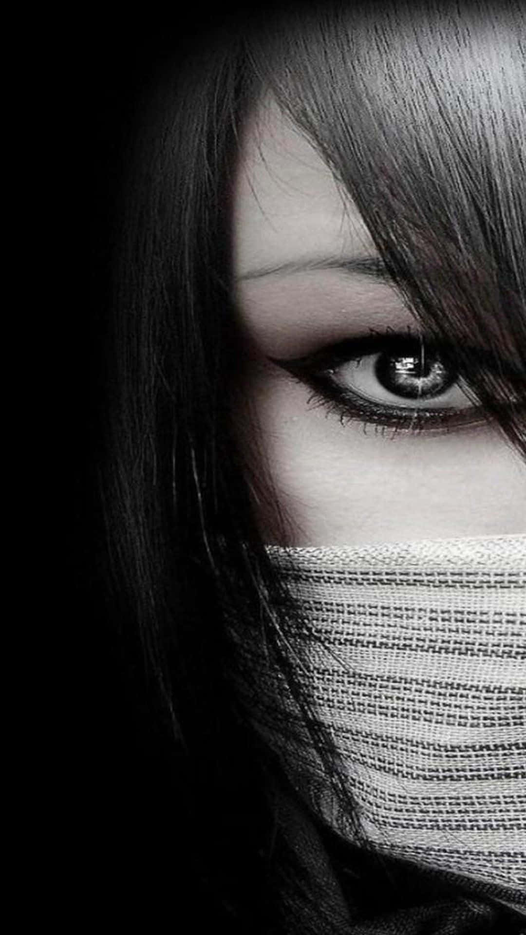 Emo iPhone, woman's eye, textured fabric mask, Full HD Phone Wallpaper