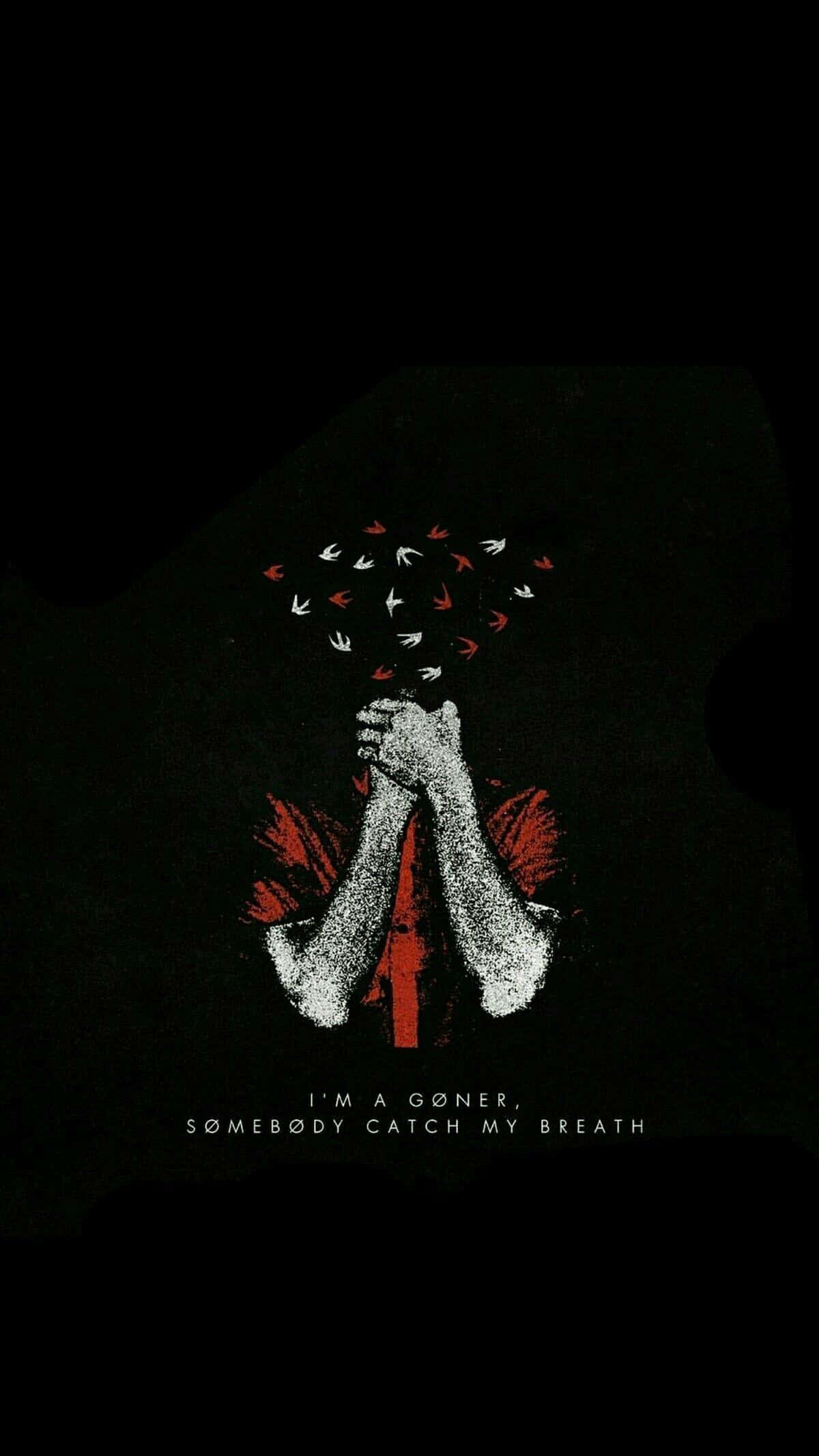 Emo iPhone, black background, white-inked figure, Full HD Phone Wallpaper