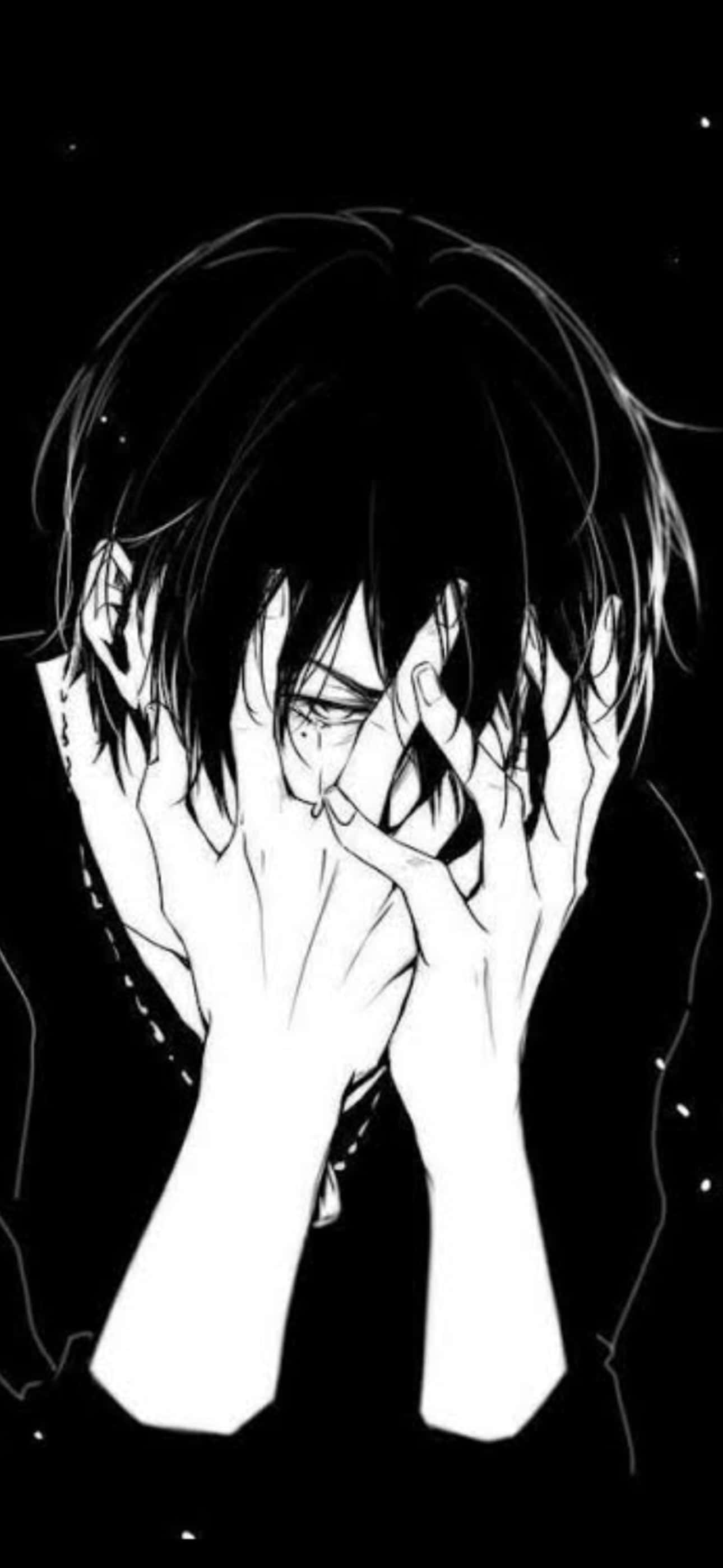 Emo iPhone, black and white, anime character, 2K Phone Wallpaper