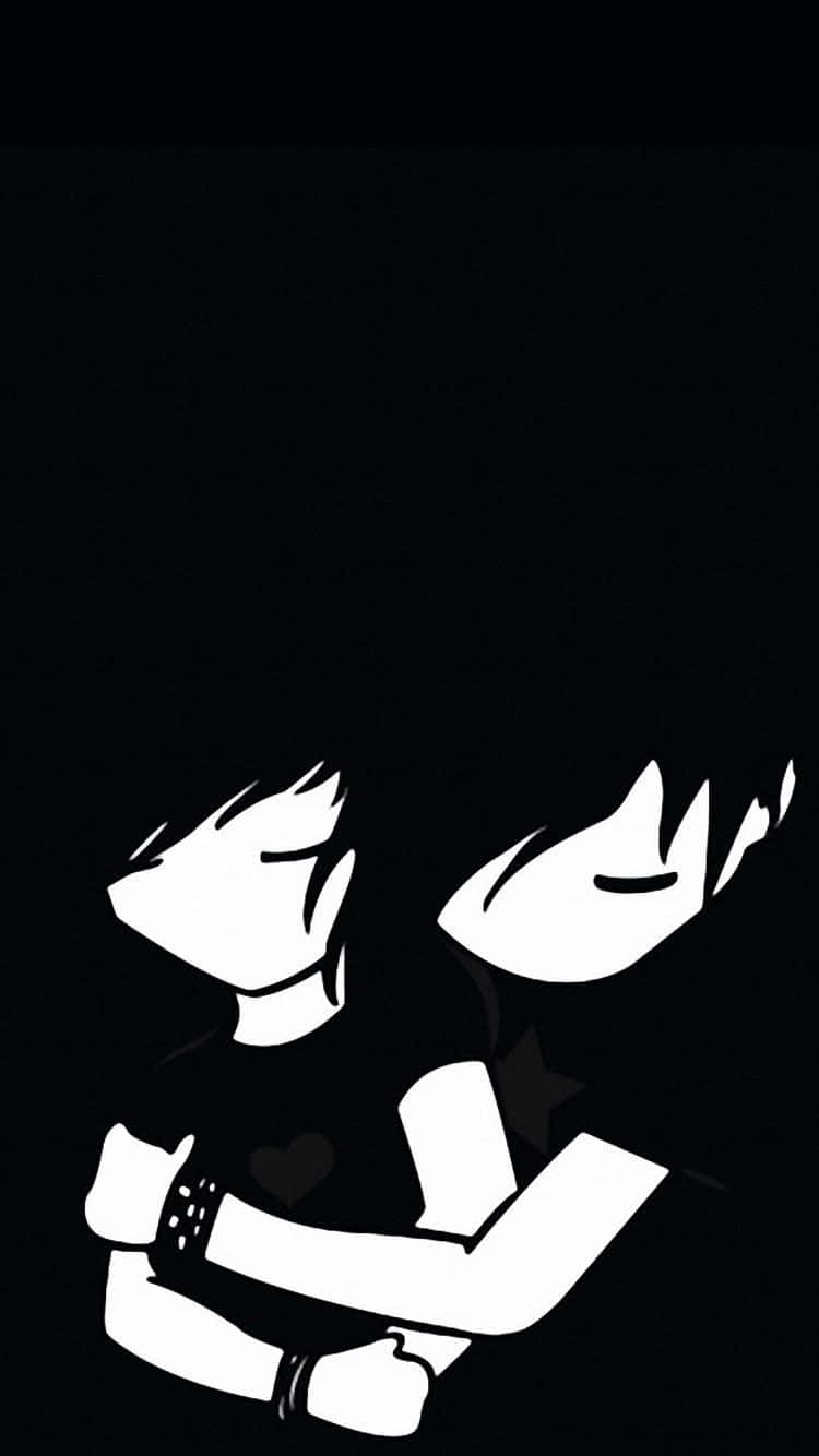 emo iphone, white figures, black and white illustration, HD Phone Wallpaper