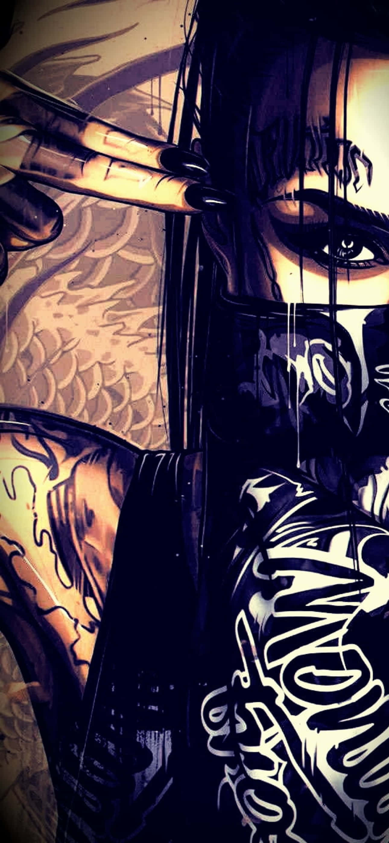 Emo iPhone, anime-style warrior, masked face, 2K Phone Wallpaper