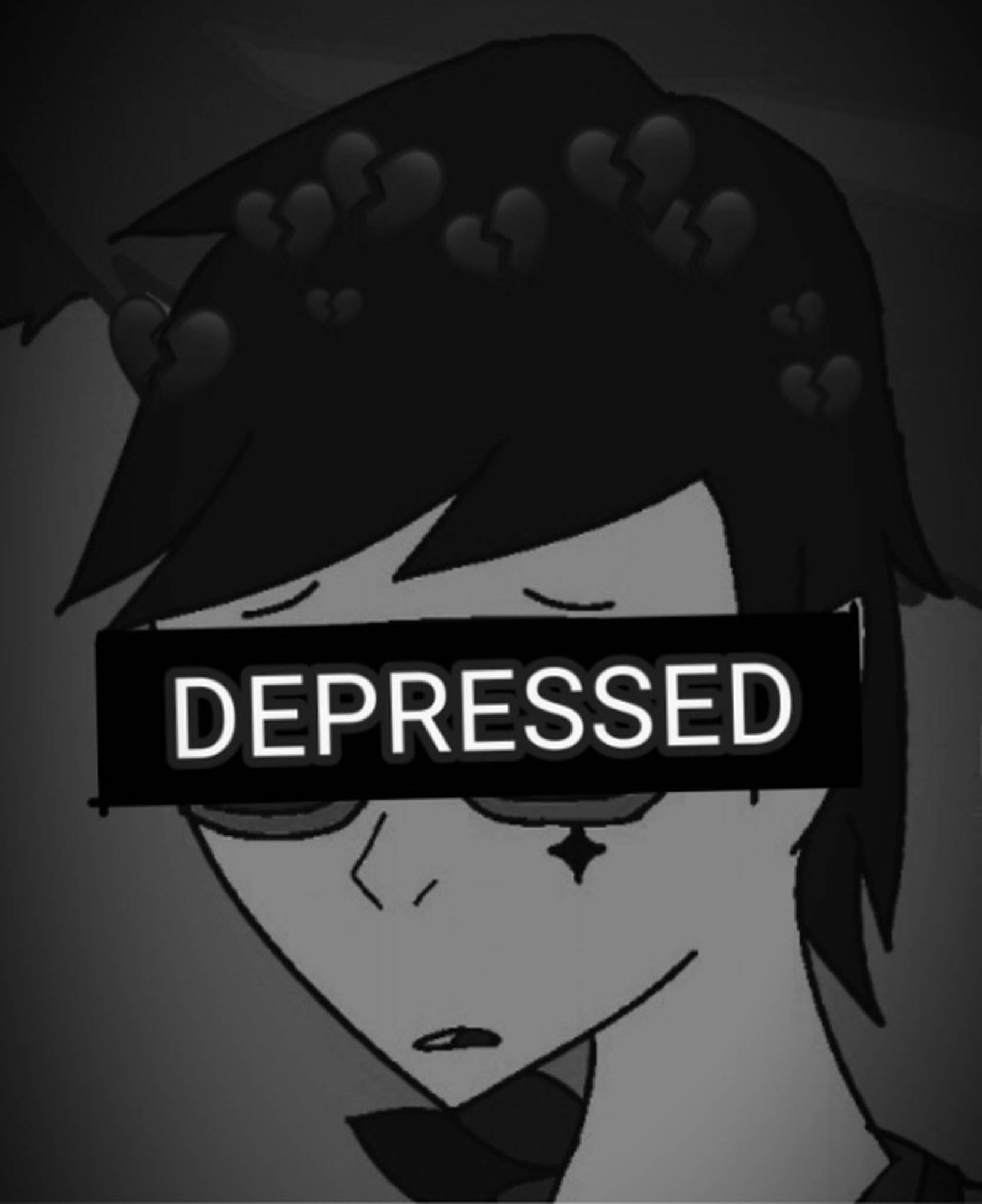 grayscale, anime character, broken heart symbols, Full HD Phone Wallpaper
