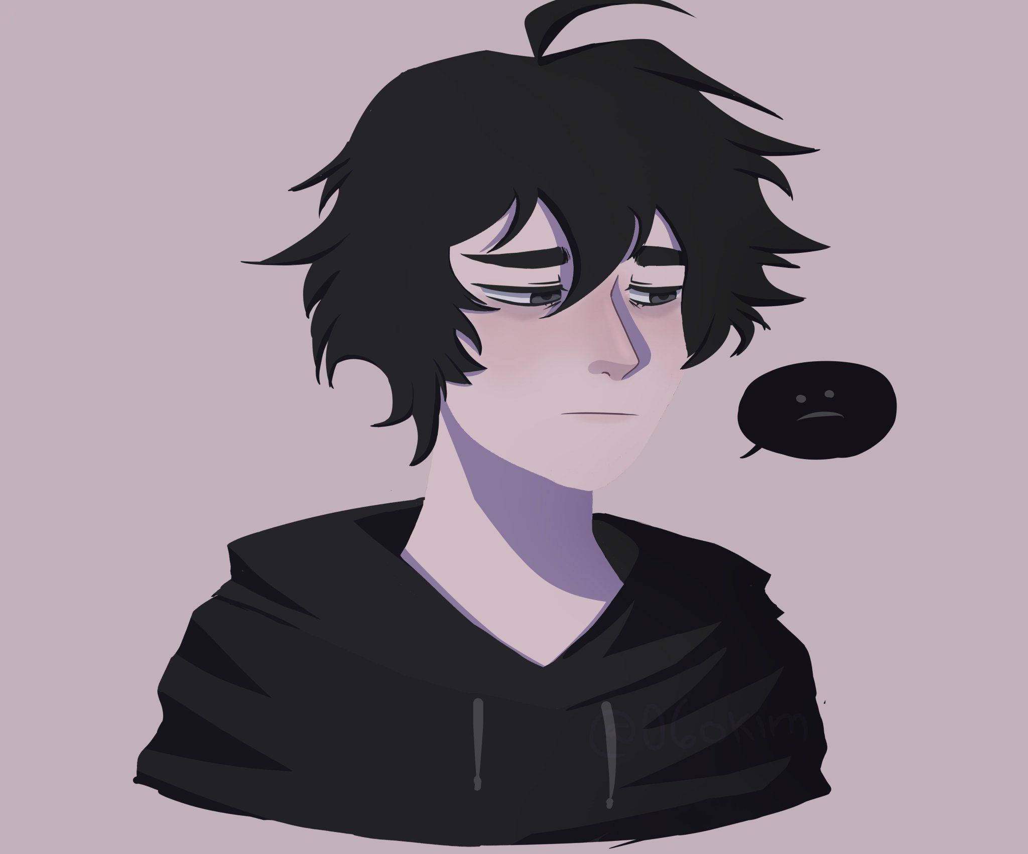 emo pfp, lavender, melancholic anime character, Full HD Desktop Wallpaper