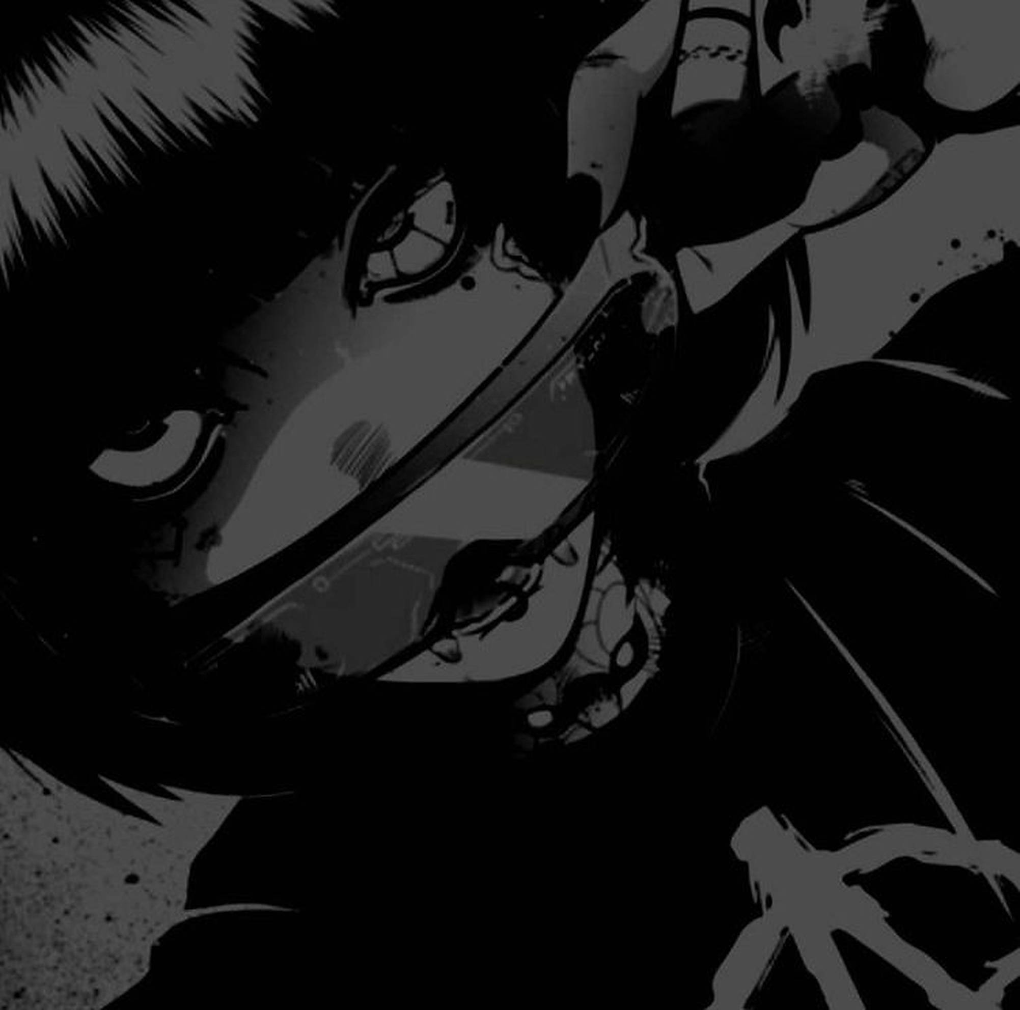half face emo girl pfp, black and white anime, intense eyes, Full HD Desktop Wallpaper