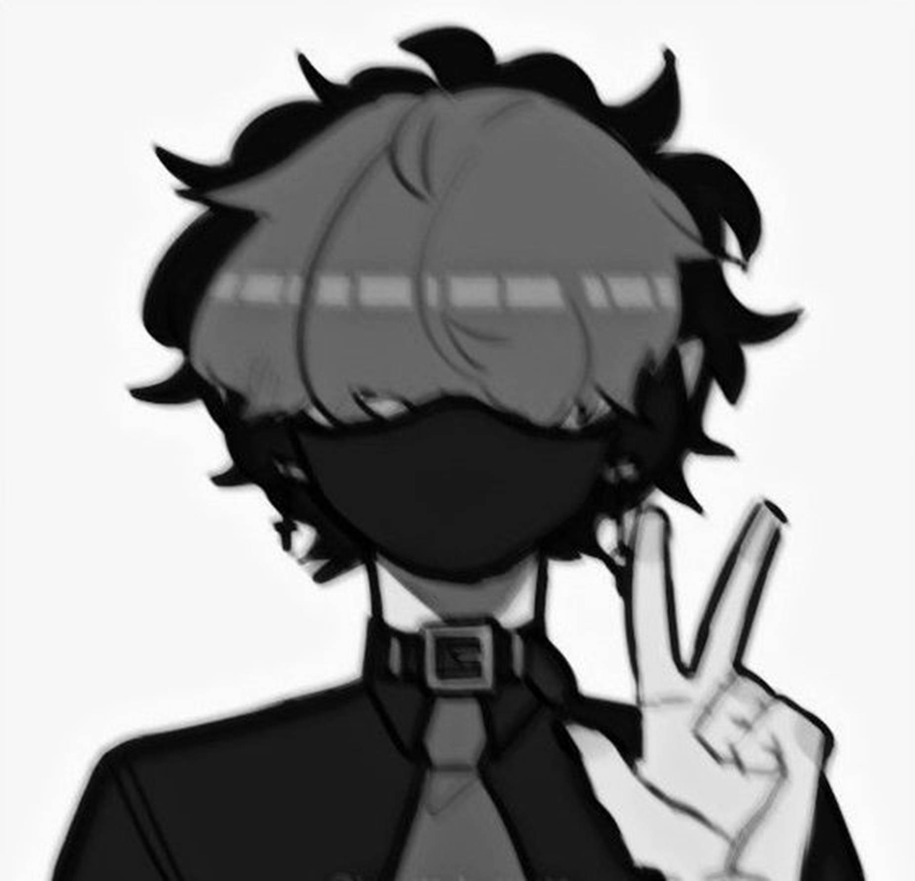 emo peace sign, monochrome anime character, spiky hair, HD Desktop Wallpaper
