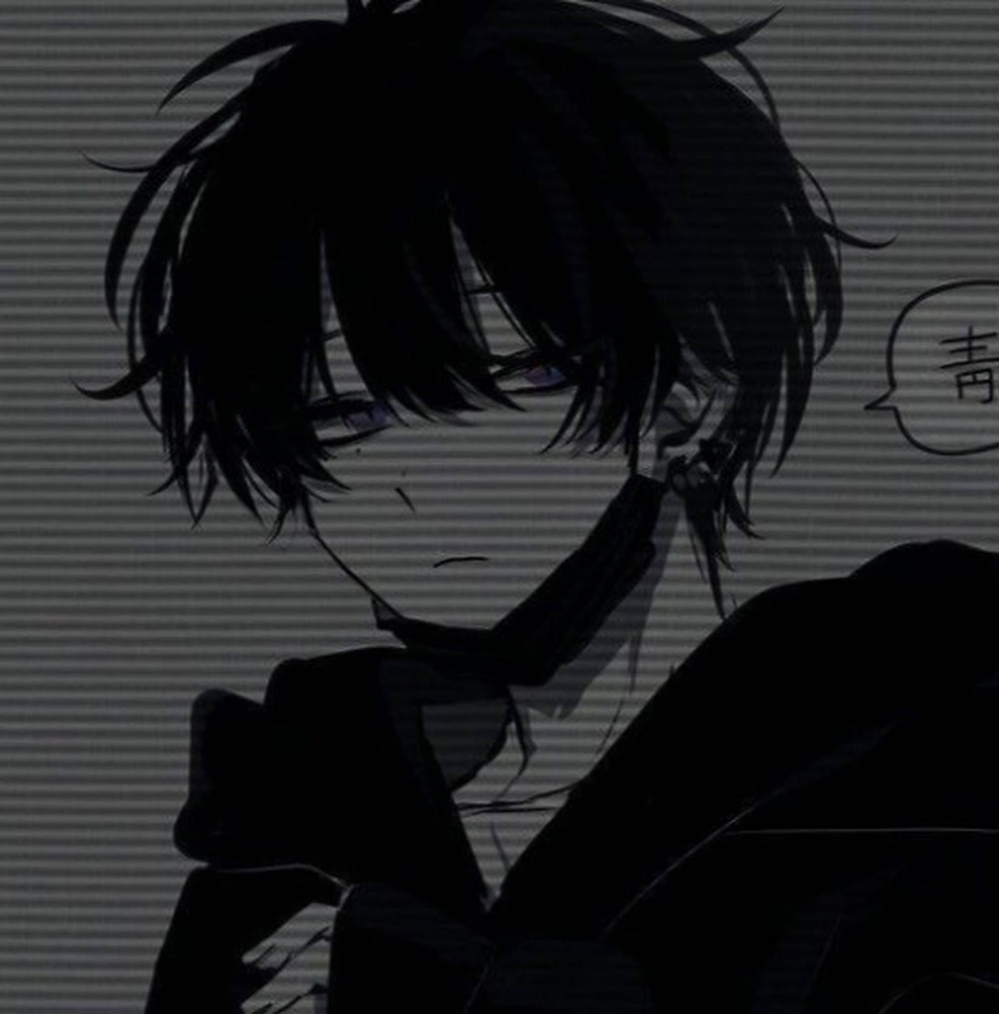emo pfp, glitch art, dark-haired anime boy, Full HD Phone Wallpaper