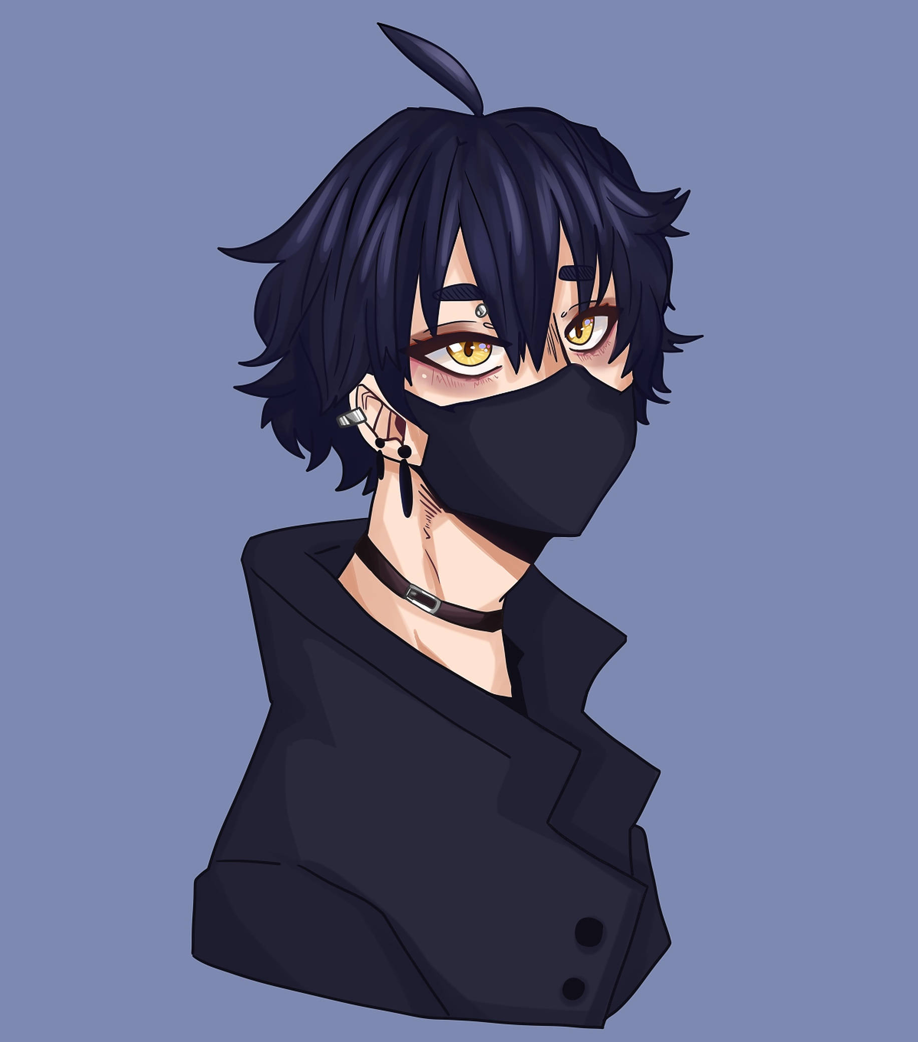 emo pfp, masked boy, anime-style portrait, Full HD Phone Wallpaper
