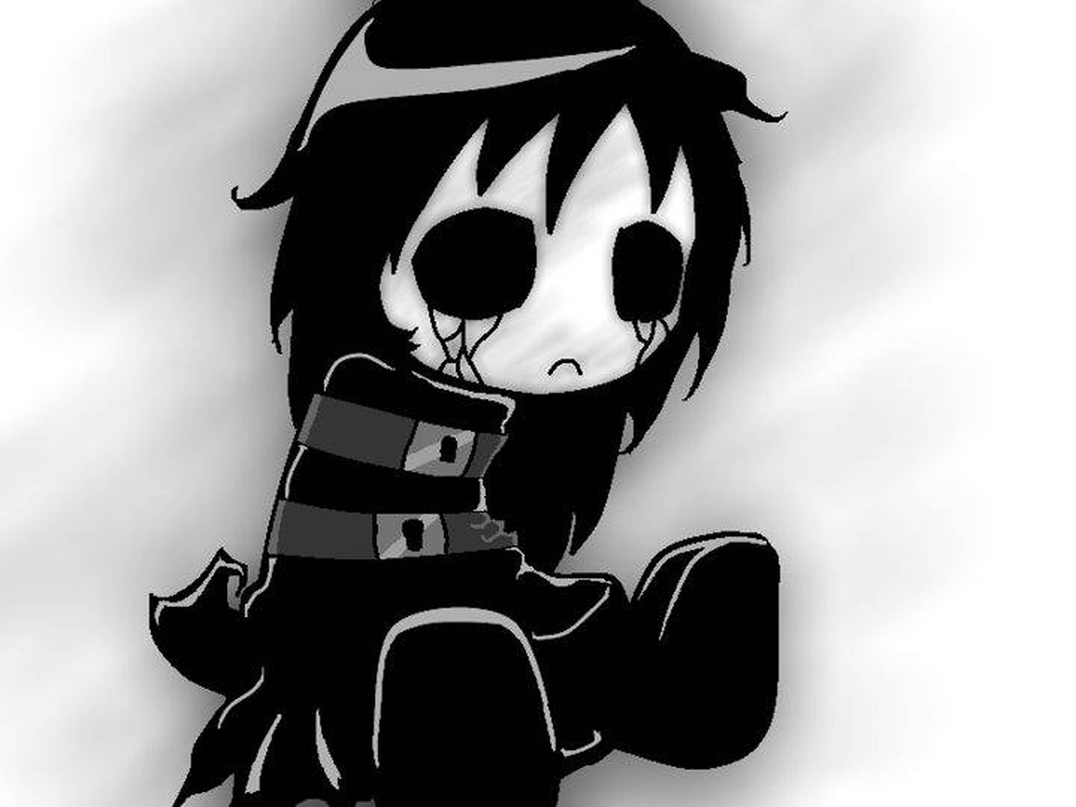 emo pfp, chibi anime character, hollow eyes, Full HD Desktop Wallpaper