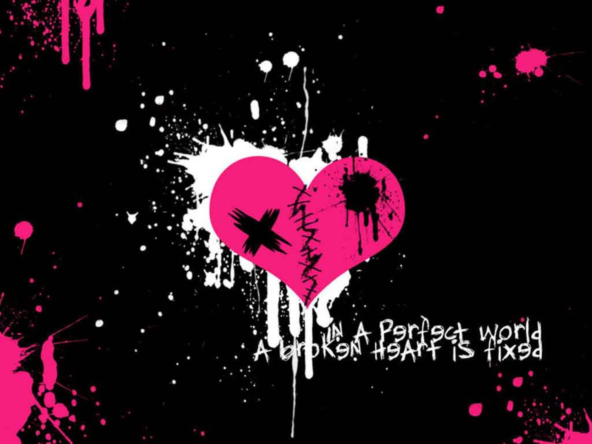 black, pink, heart, Full HD Desktop Wallpaper