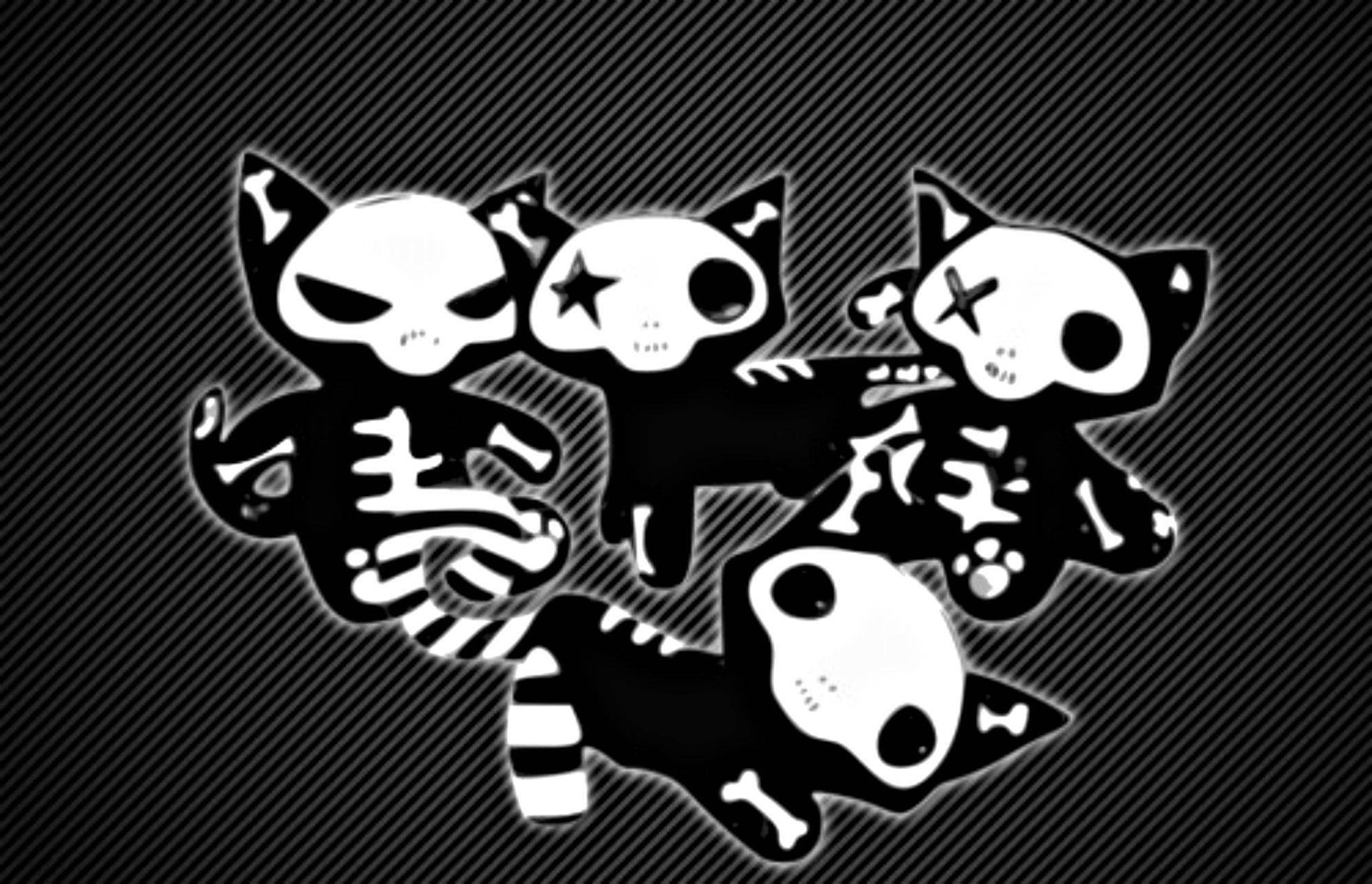 xray emo cats, skeletal cats, glowing outlines, Full HD Desktop Wallpaper