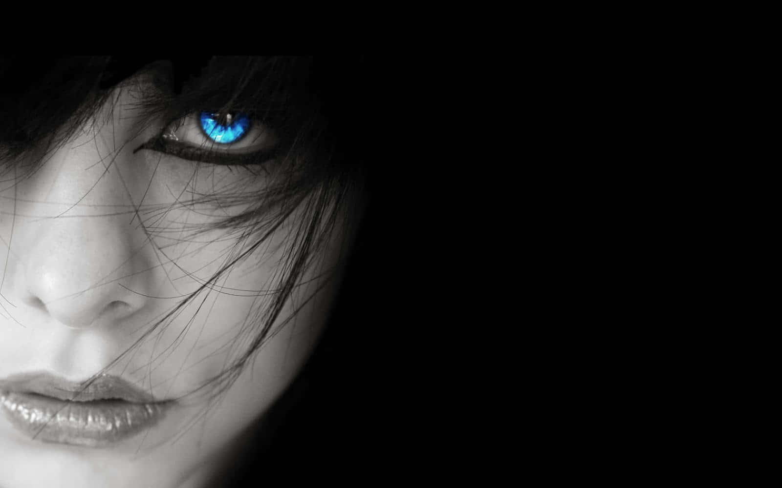 emo girl, goth aesthetic, vivid blue eye, HD Desktop Wallpaper