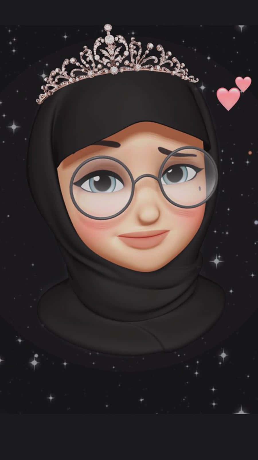 Emoji Girl, black hijab, jeweled tiara, HD Phone Wallpaper