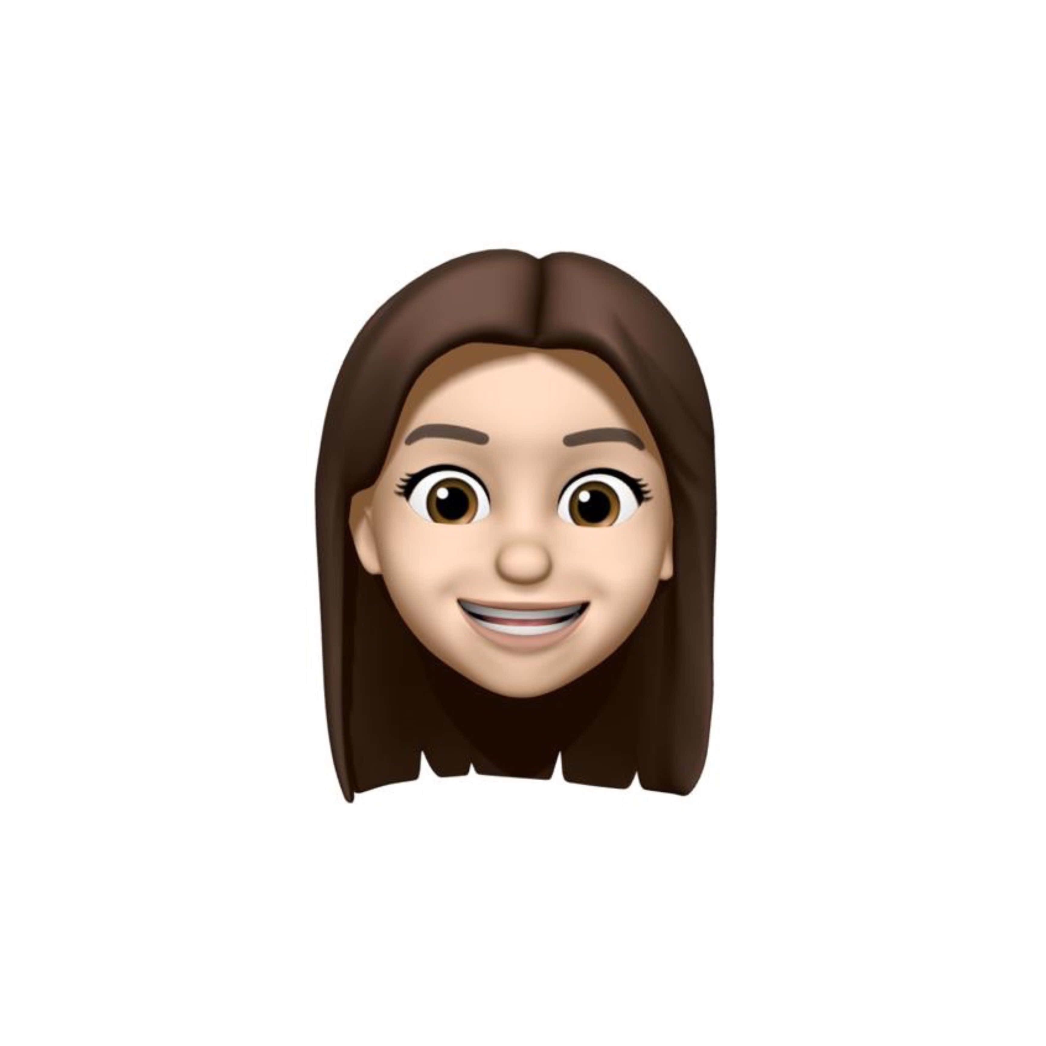emoji girl, brown hair, bright smile, 2K Desktop Wallpaper