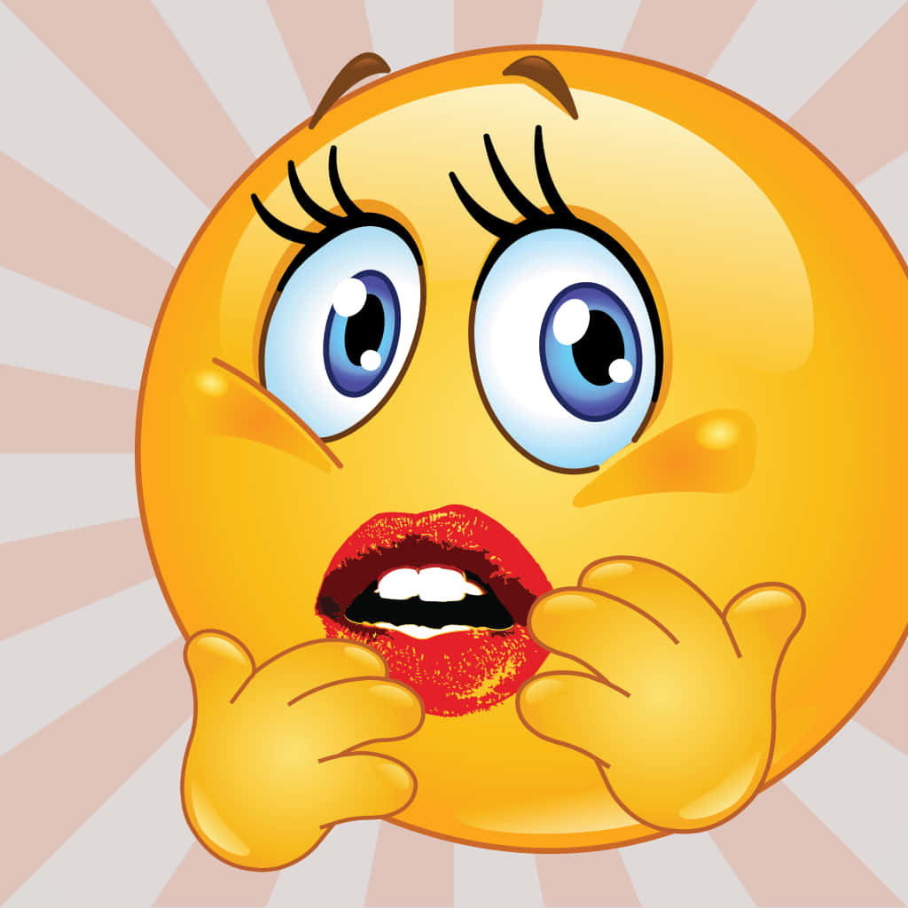 Emoji Girl, yellow emoji, wide blue eyes, SD Desktop Wallpaper