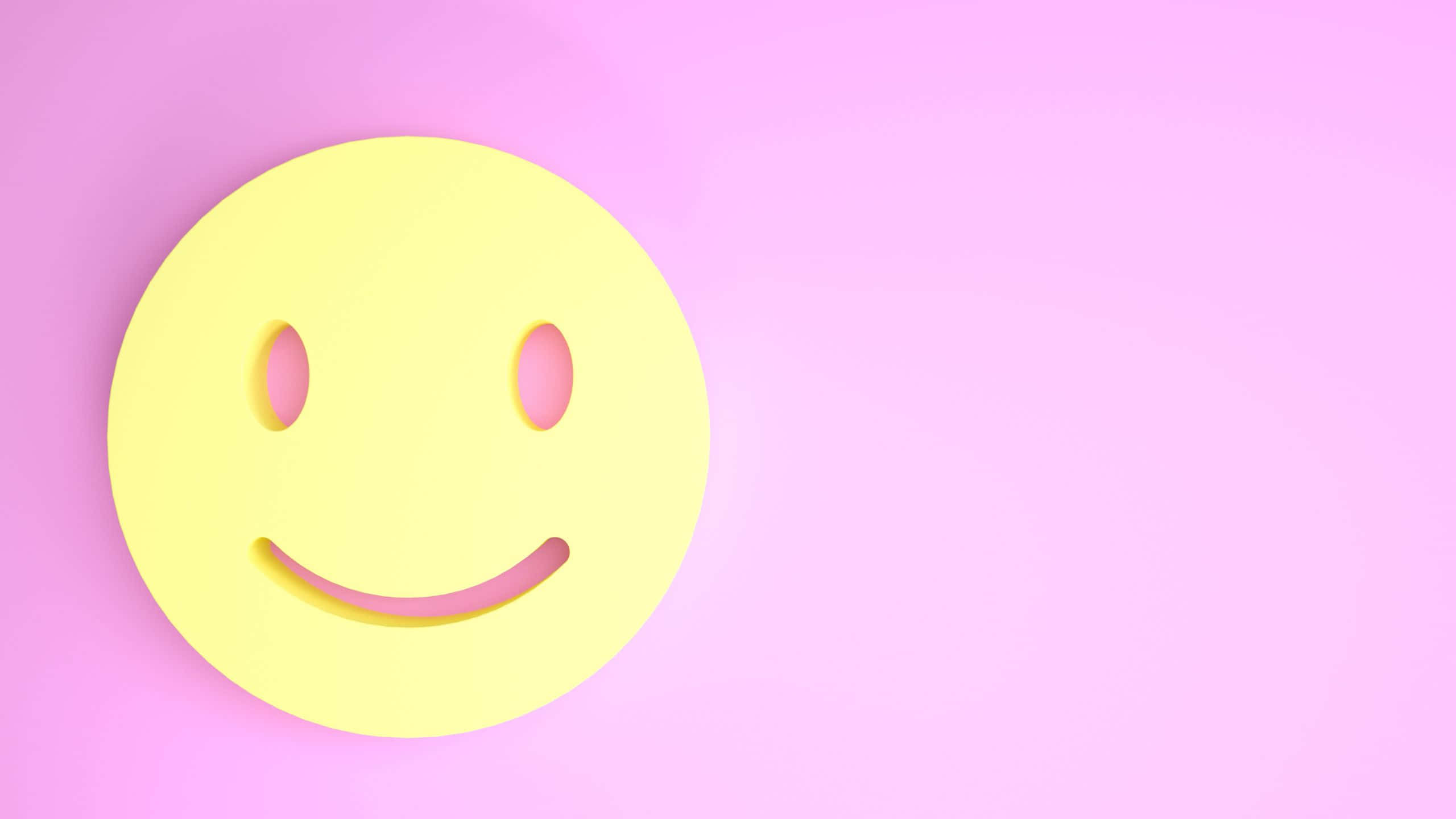 Smile Emoji, yellow, pastel pink, 2K Desktop Wallpaper