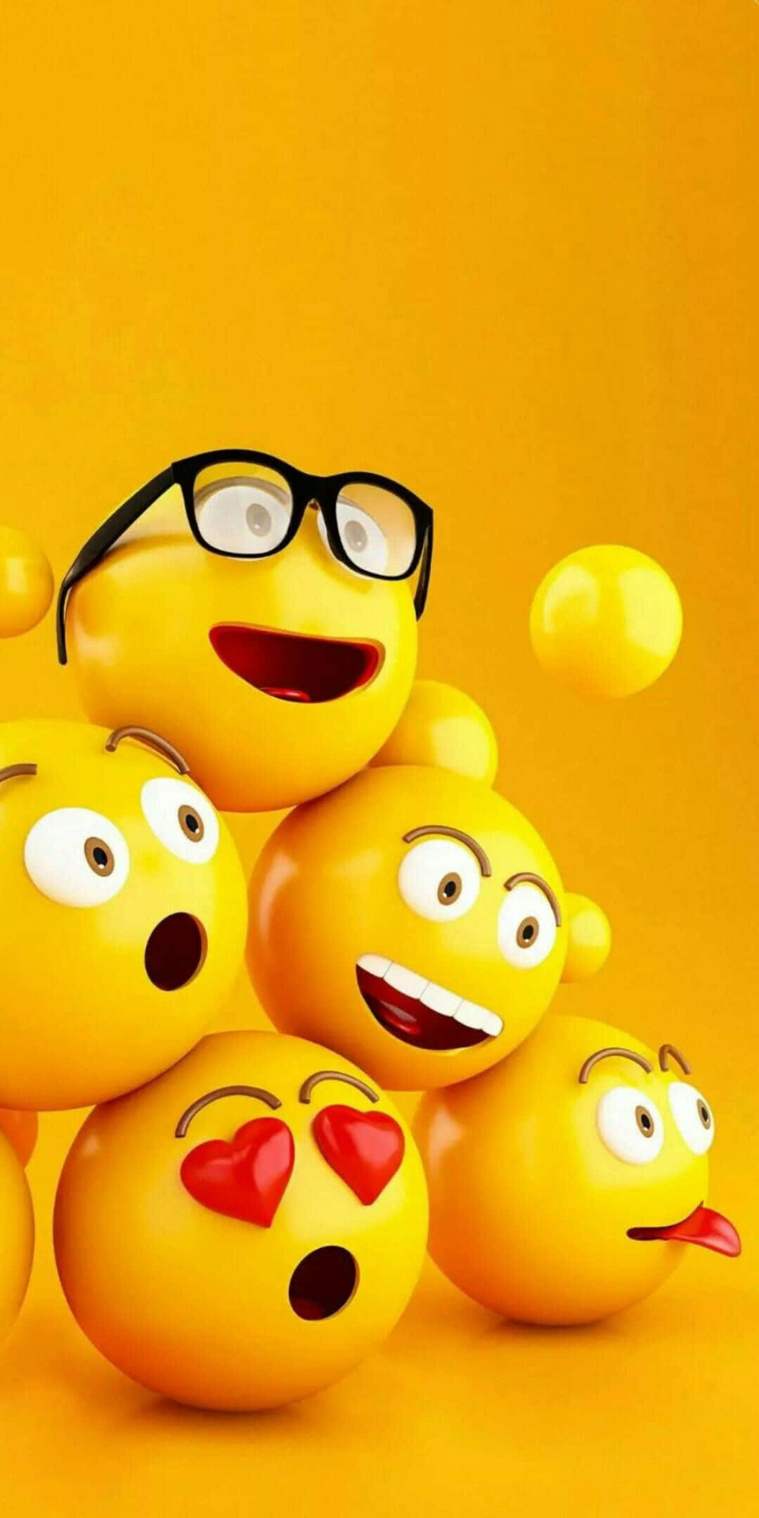 smile emoji, yellow emoji faces, glasses, Full HD Phone Wallpaper
