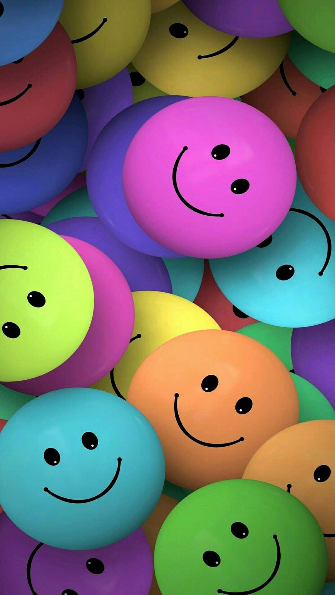 colorful smile emoji pebbles, vibrant close-up, colorful spheres, Full HD Phone Wallpaper