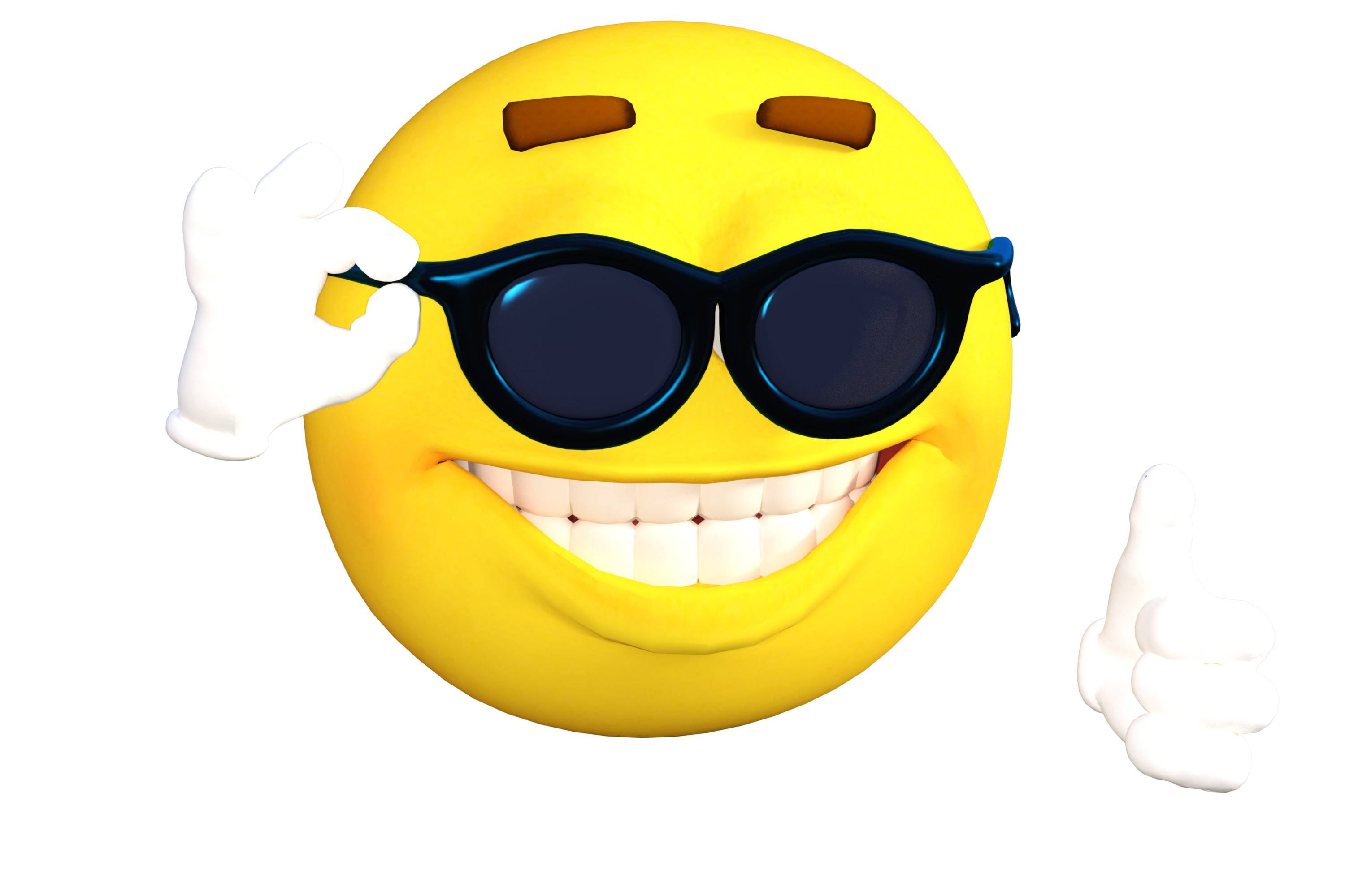 Happy Emoji, yellow emoji, black sunglasses, 2K Desktop Wallpaper