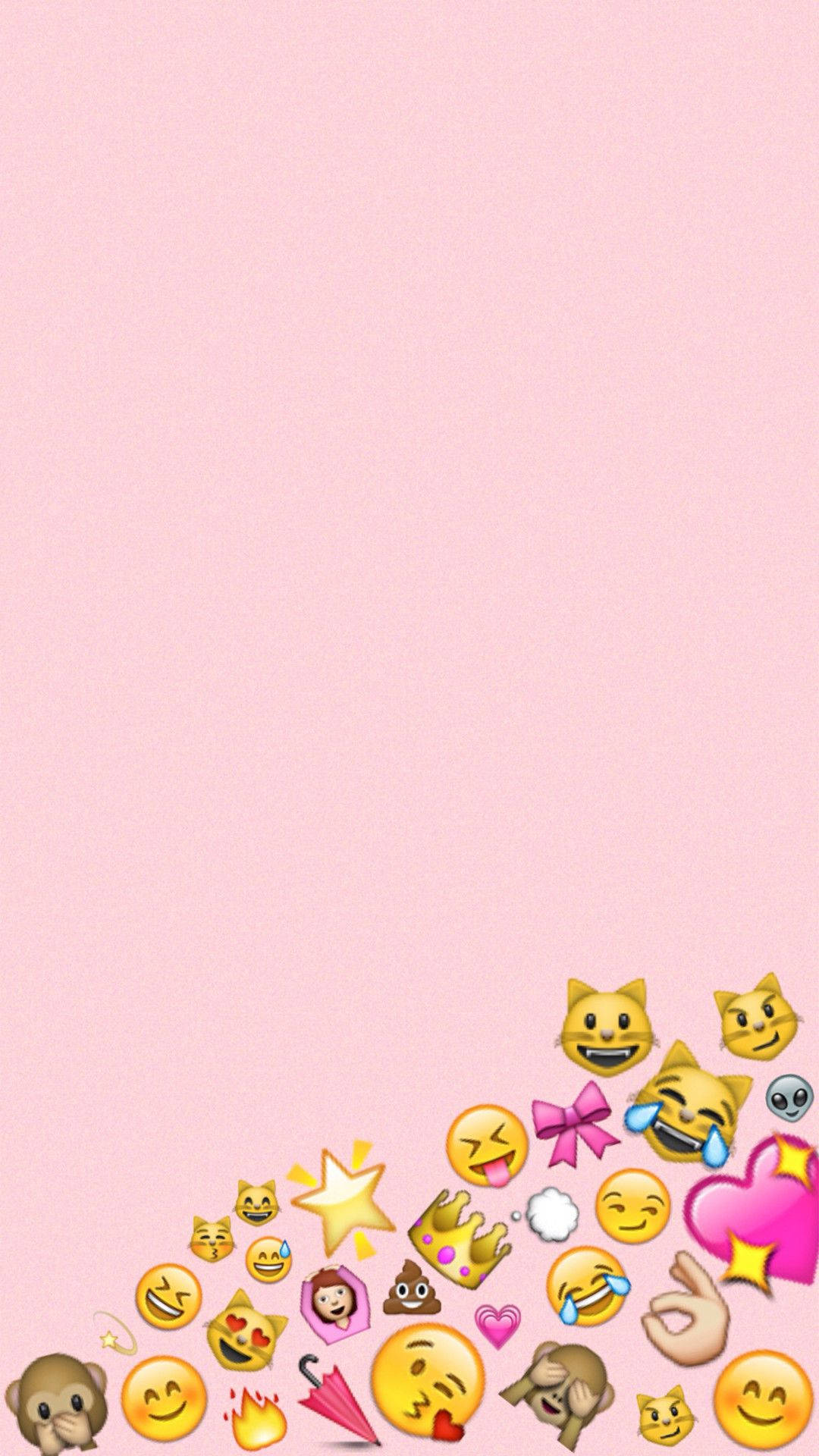 baby pink, soft pink background, emojis, Full HD Phone Wallpaper