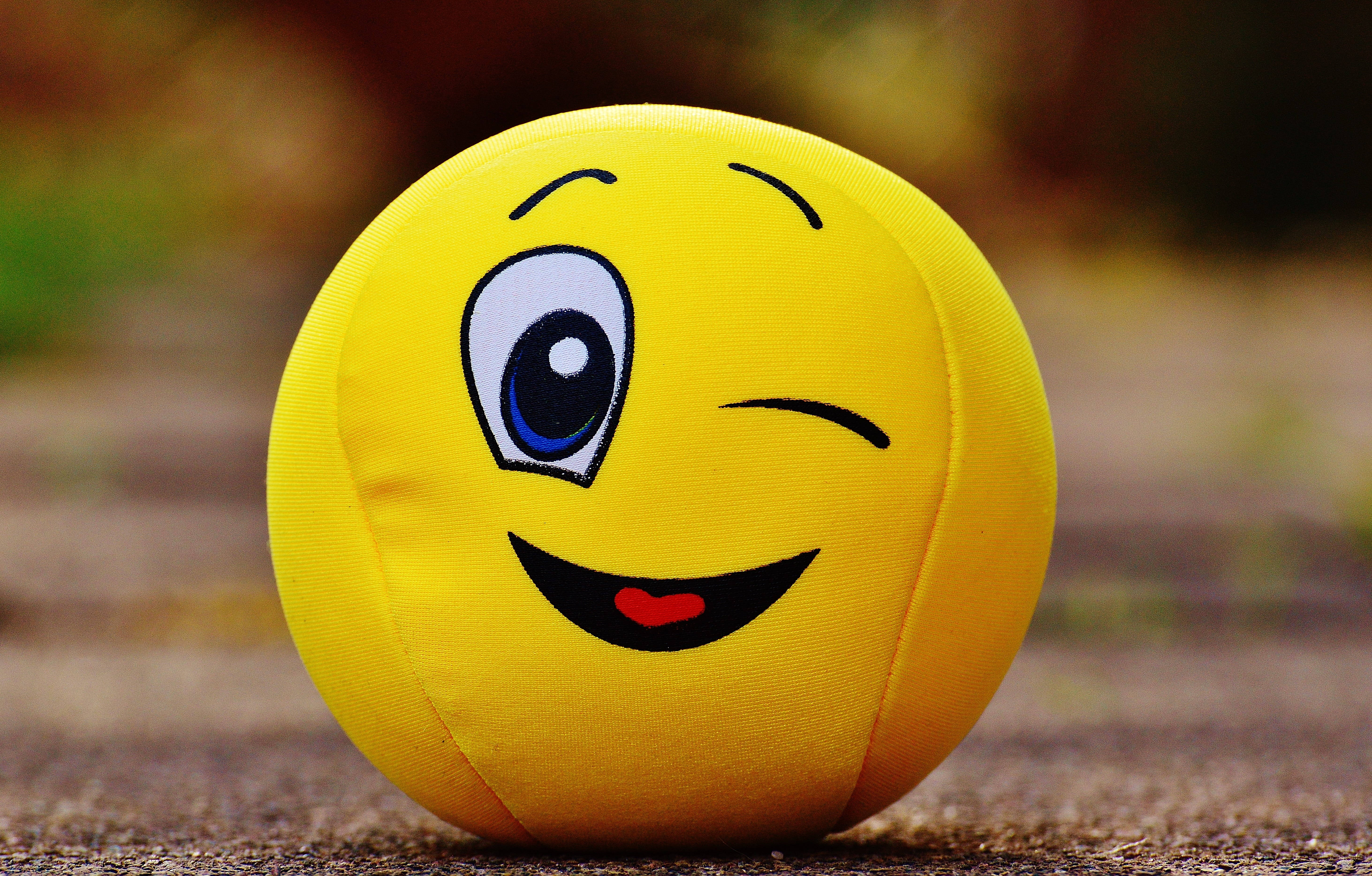 Happy Emoji, bright yellow, plush emoji ball, 5K Desktop Wallpaper