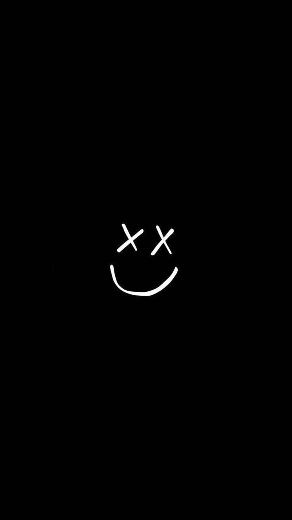 sad black xoxo emoji, minimalist white smiley face, X eyes, HD Phone Wallpaper