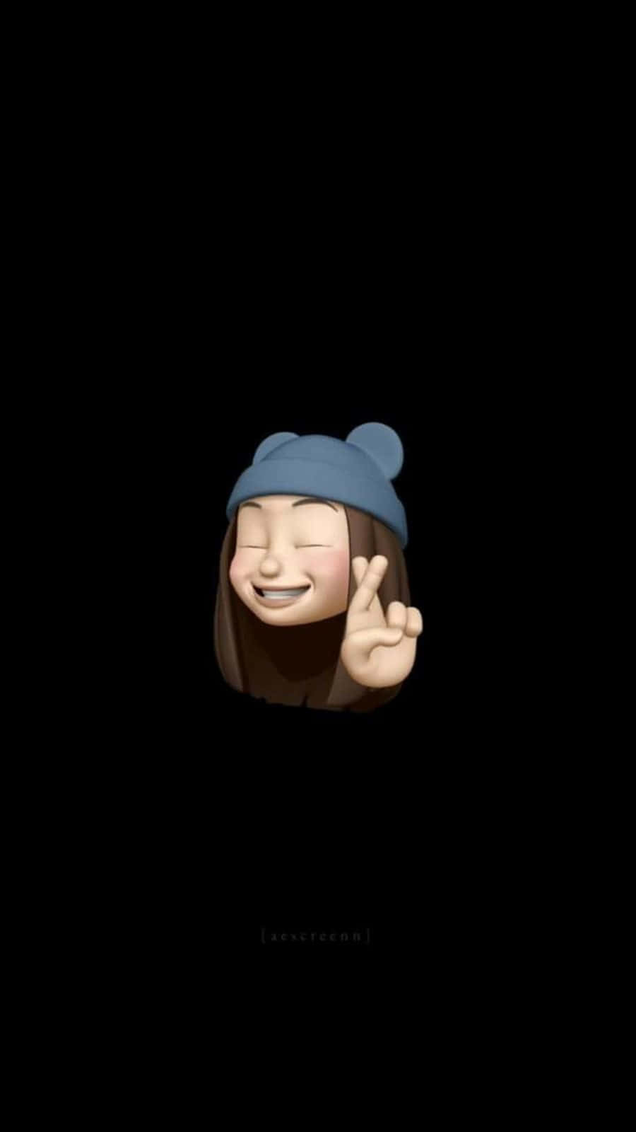 Emoji Girl, brown hair, blue beanie, HD Phone Wallpaper