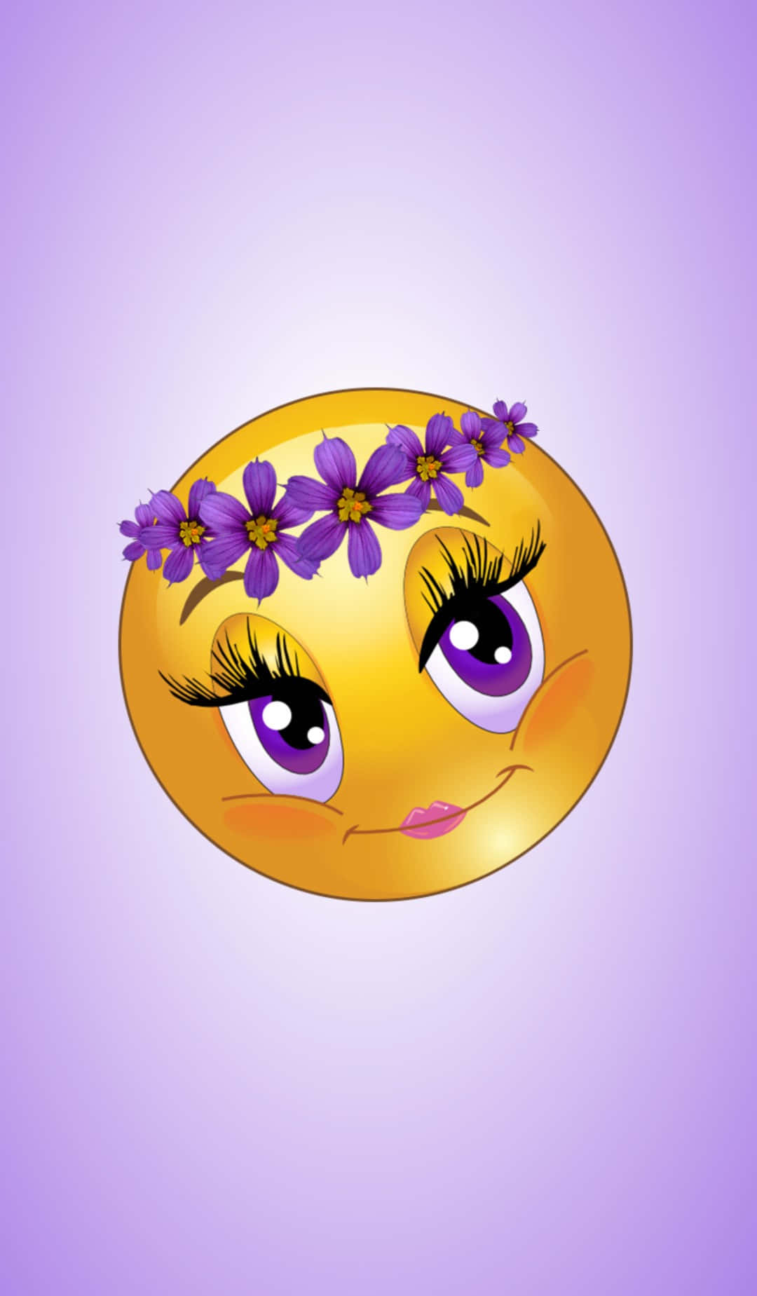 Emoji Girl, purple flower crown, yellow emoji, HD Phone Wallpaper