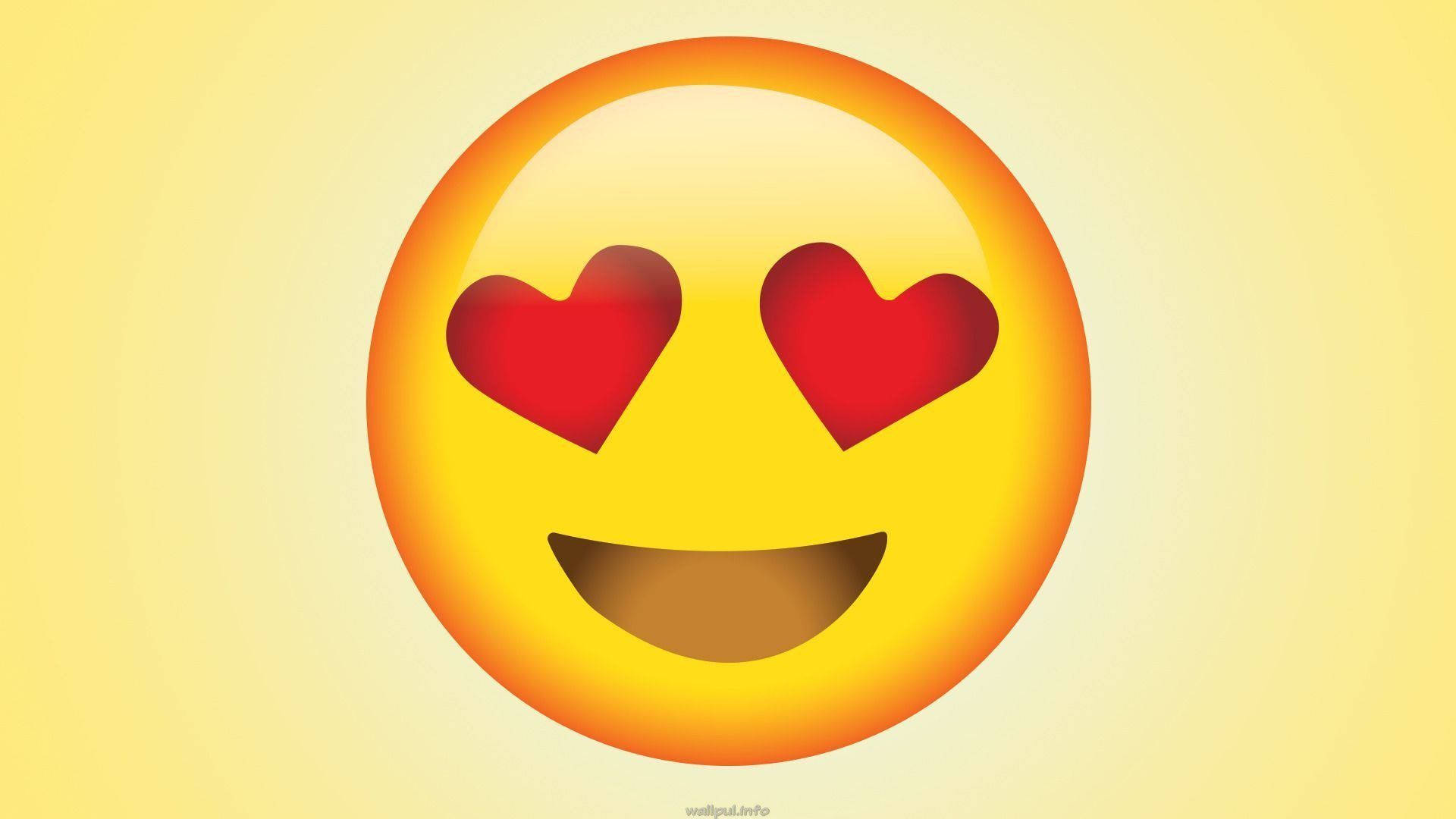 full screen in love emoji, bright yellow, heart-shaped eyes, Full HD Desktop Wallpaper