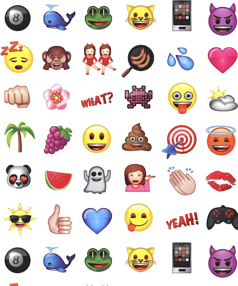 3D Emoji, white background, grid, SD Phone Wallpaper