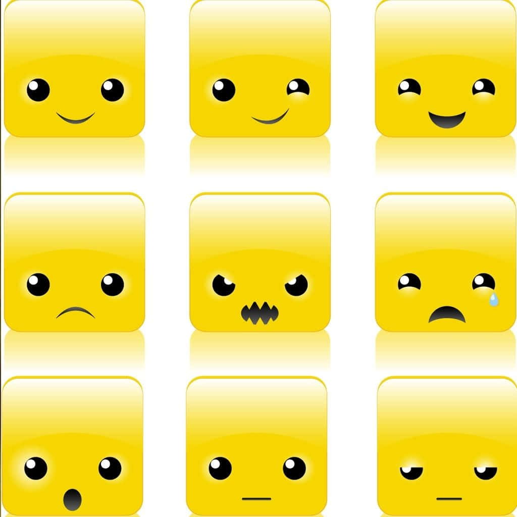 Yellow Square Emojis, cute girly, iPad, SD Desktop Wallpaper