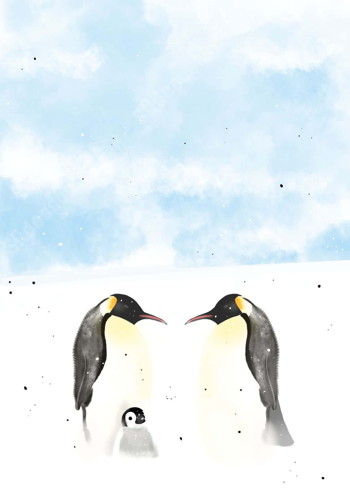 Emperor Penguin, family, snowy landscape, HD Phone Wallpaper