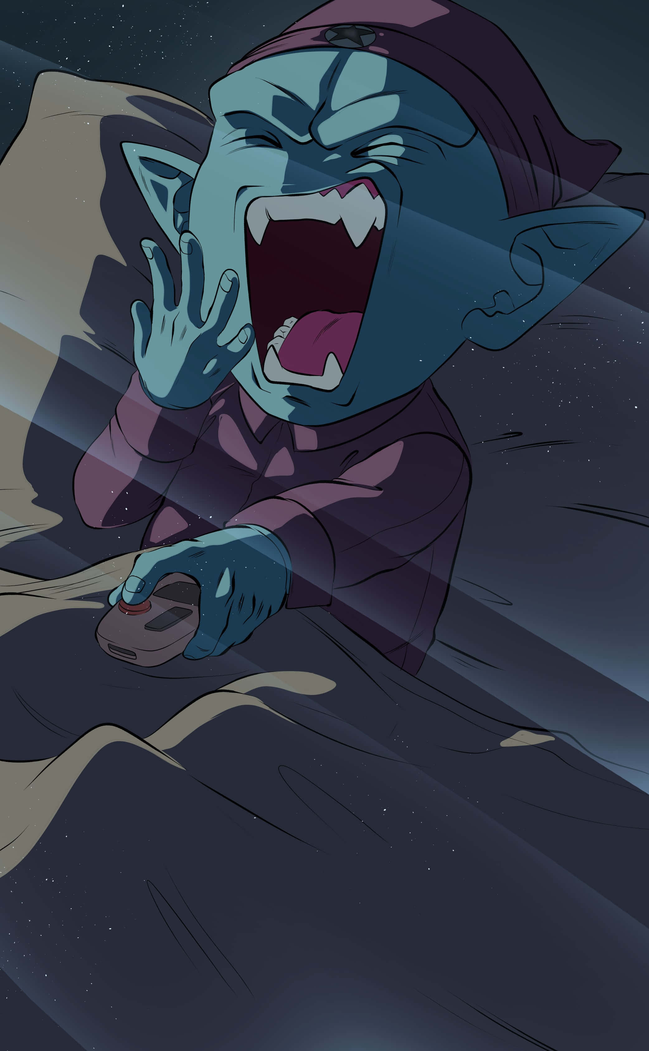 Emperor Pilaf, blue-skinned, pointed ears, 2K Phone Wallpaper