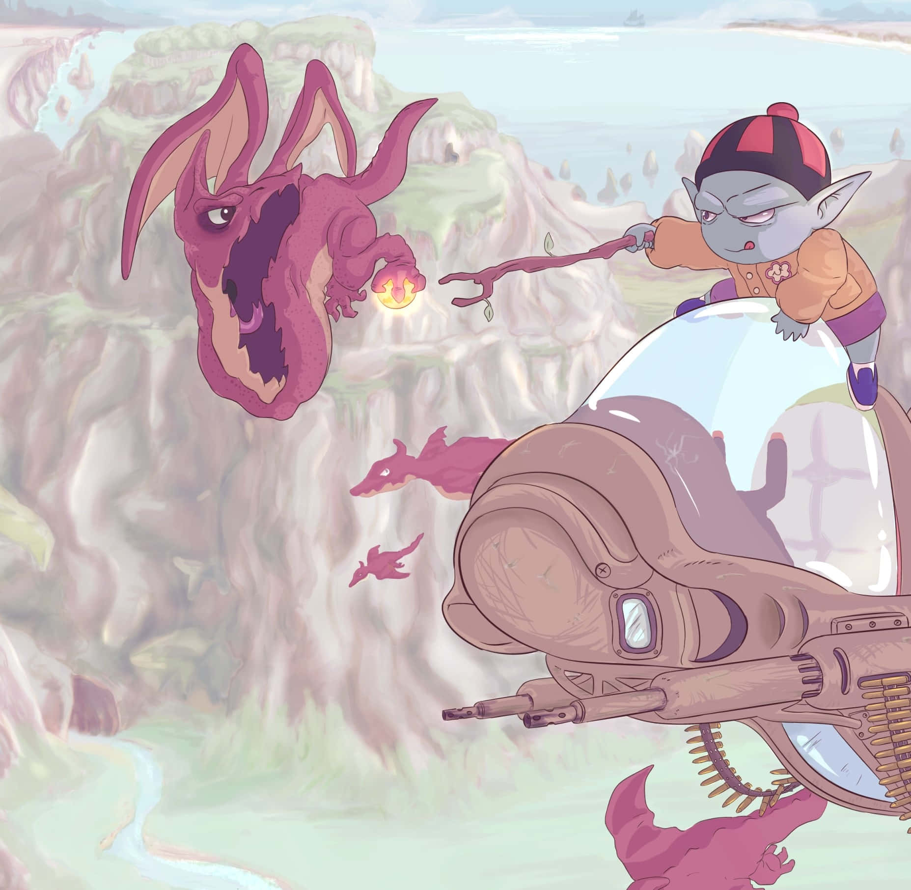 Emperor Pilaf, flying minions, hoverbike, HD Desktop Wallpaper