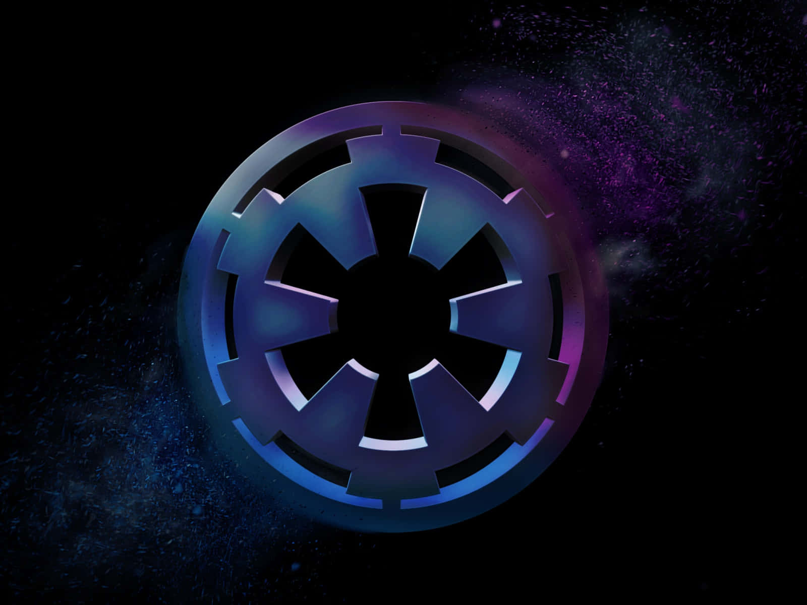 3D Imperial Crest, imperial crest, purple and blue nebulae, HD Desktop Wallpaper