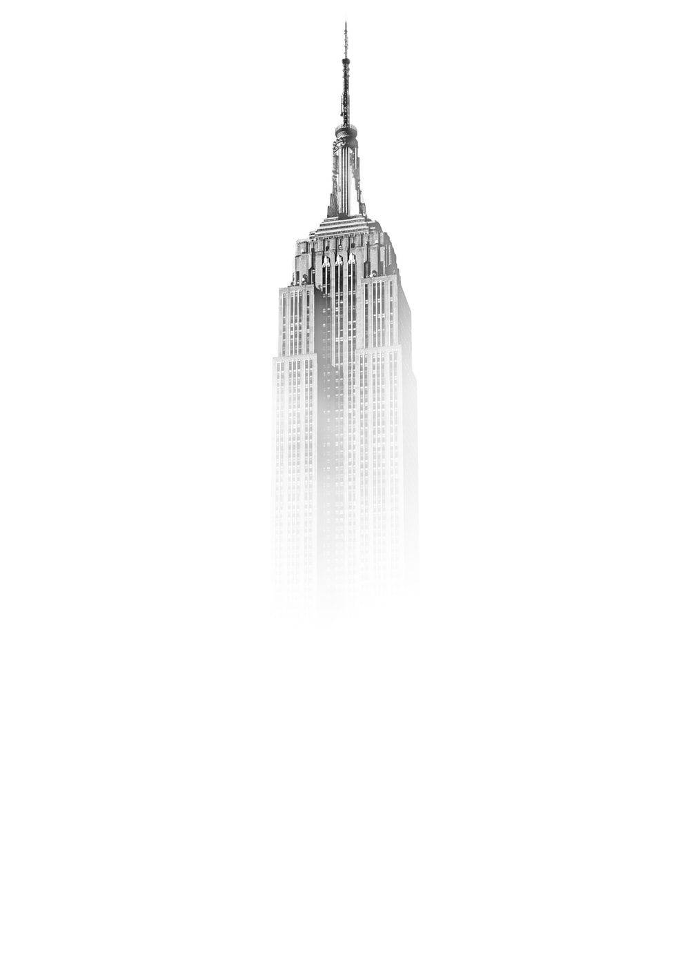 Empire State Building, monochrome silhouette, white background, HD Phone Wallpaper