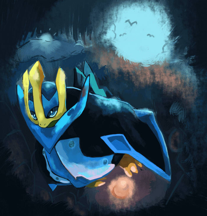 Empoleon, blue and gold, glowing eyes, SD Phone Wallpaper