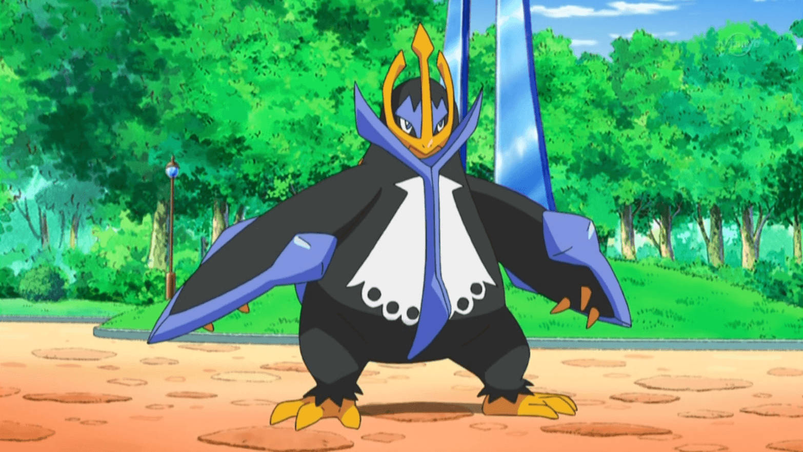 Empoleon, blue armor, golden crown, HD Desktop Wallpaper