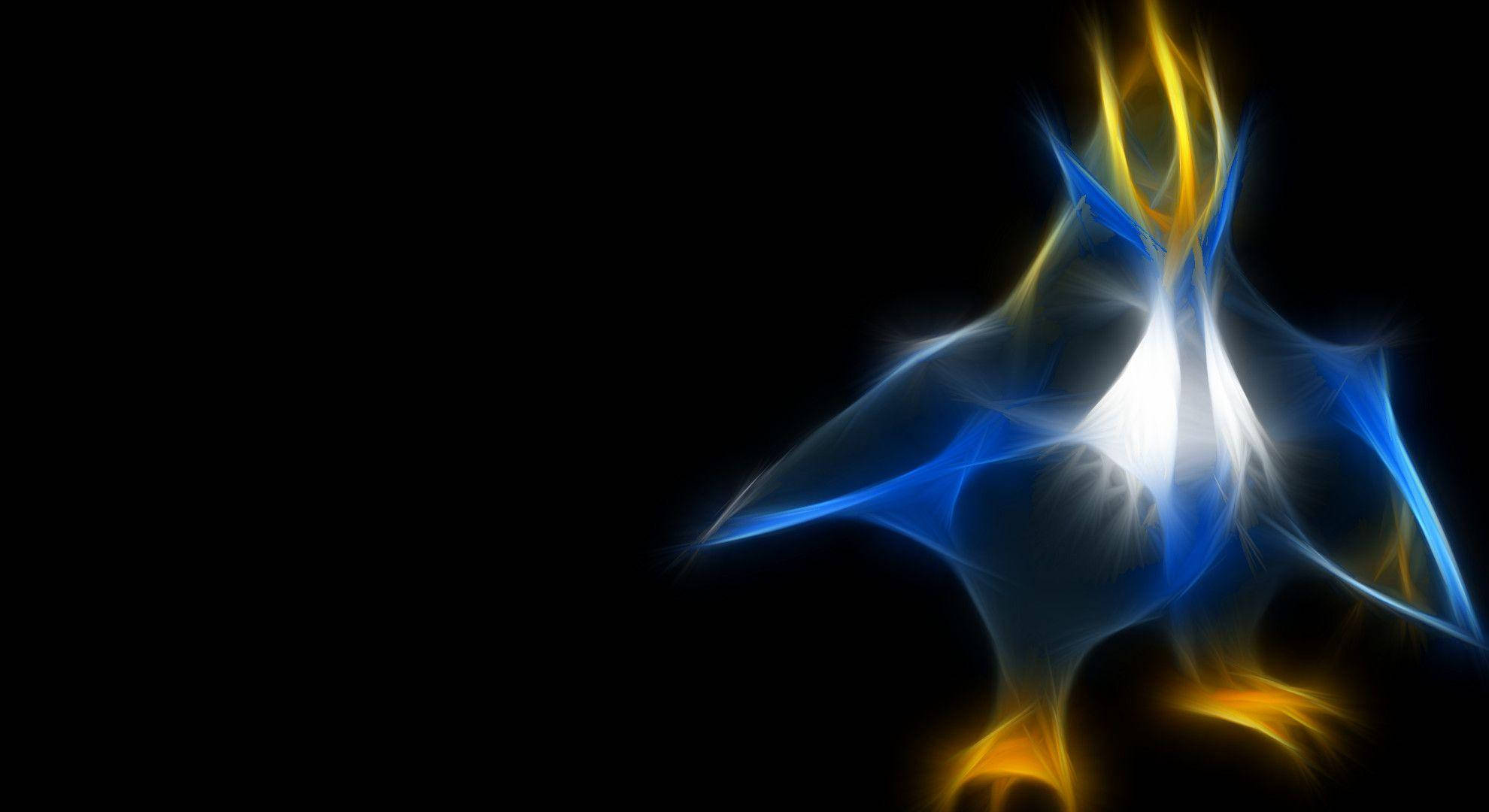 Empoleon, glowing blue, gold fractal, Full HD Desktop Wallpaper