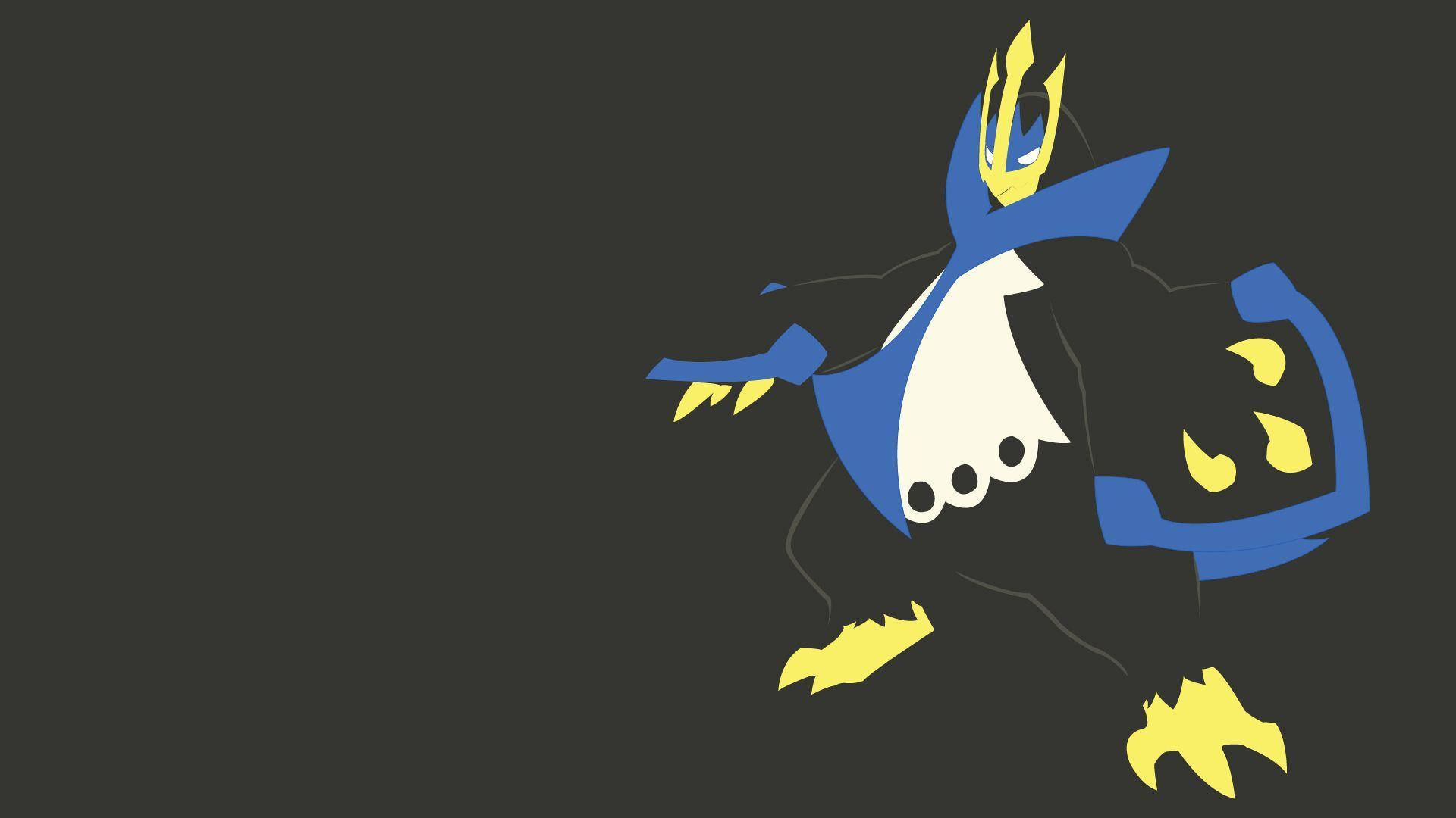 Empoleon, blue and yellow, penguin-like creature, Full HD Desktop Wallpaper