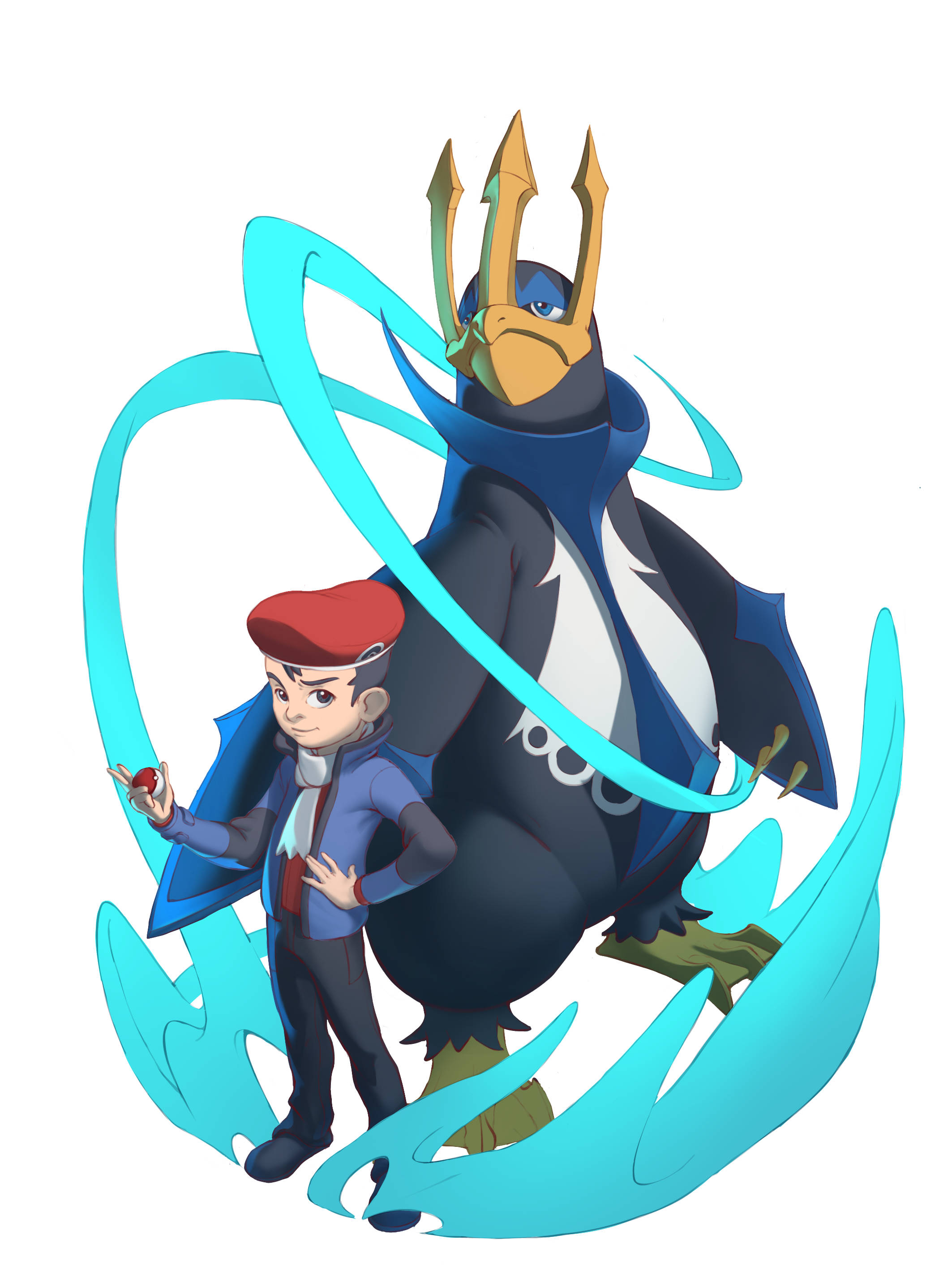 Empoleon, red beret, penguin-like creature, 2K Phone Wallpaper