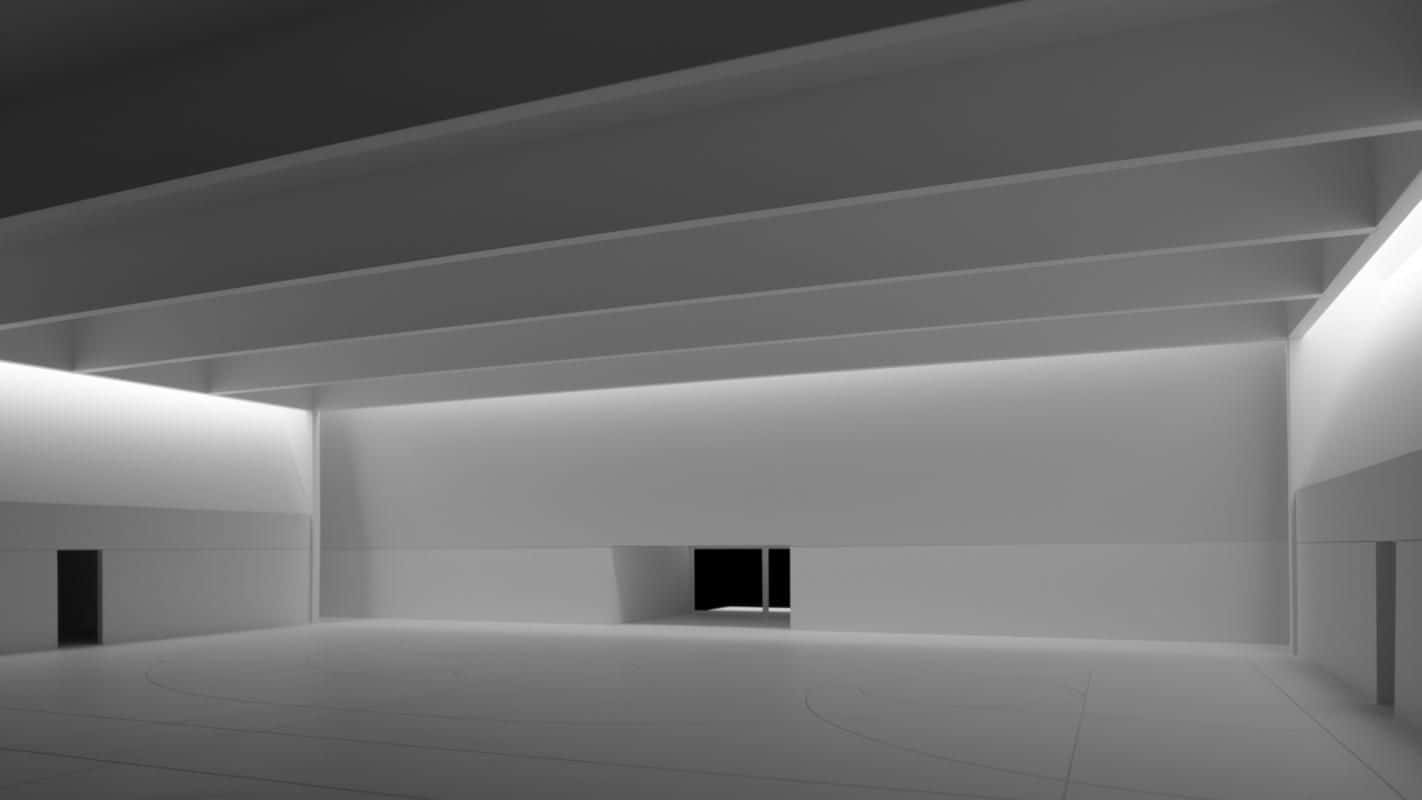 empty room, three entrances, stark white walls, HD Desktop Wallpaper
