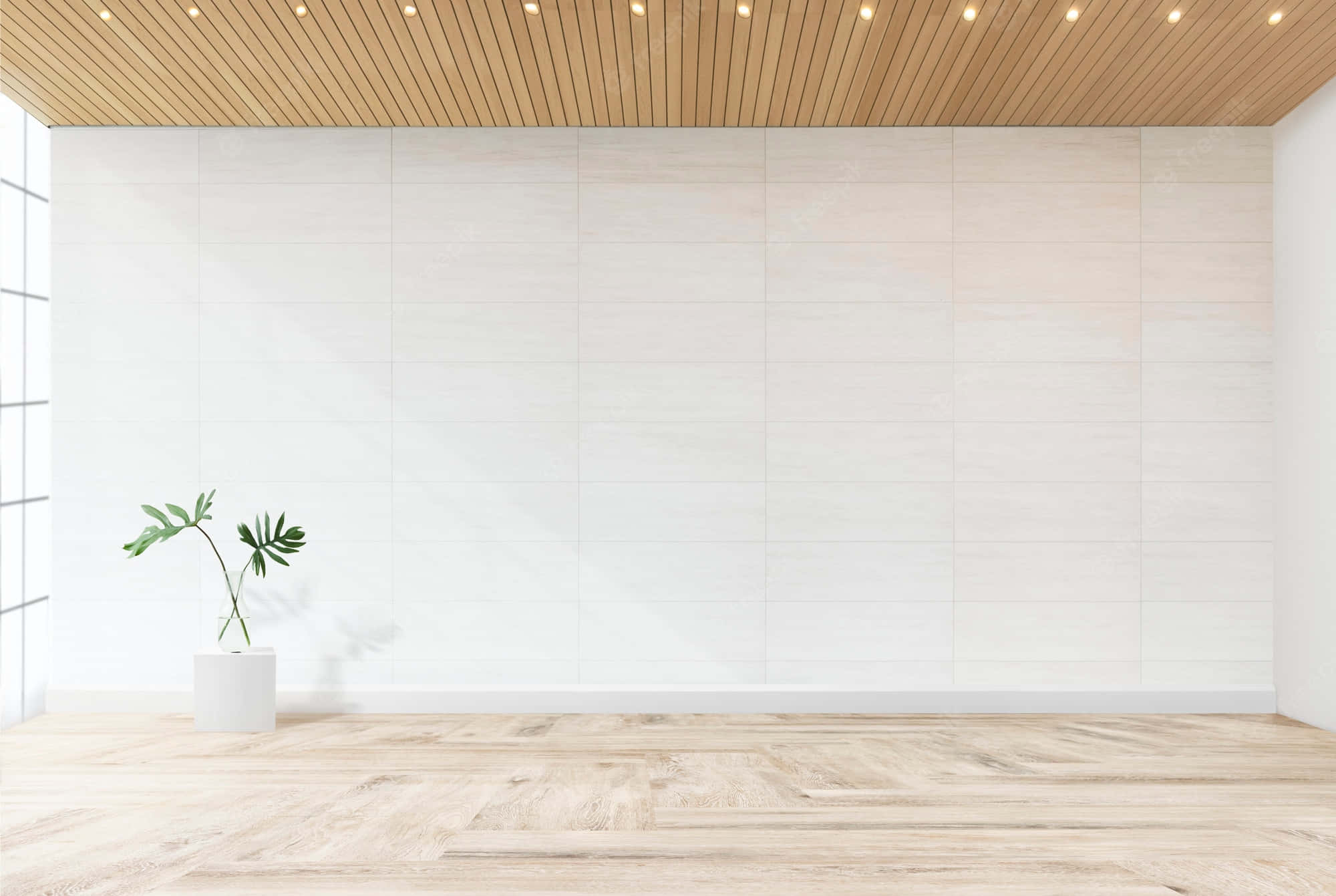 potted plant, light wood flooring, white tiled walls, Full HD Desktop Wallpaper