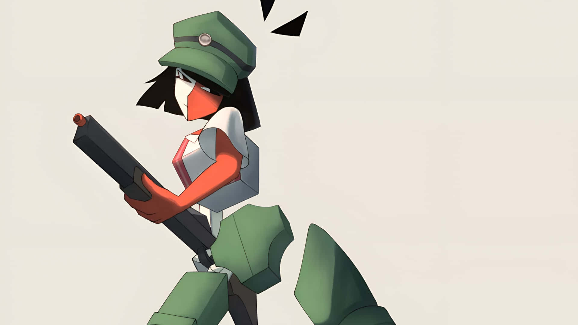 Ena, anime soldier, green uniform, Full HD Desktop Wallpaper