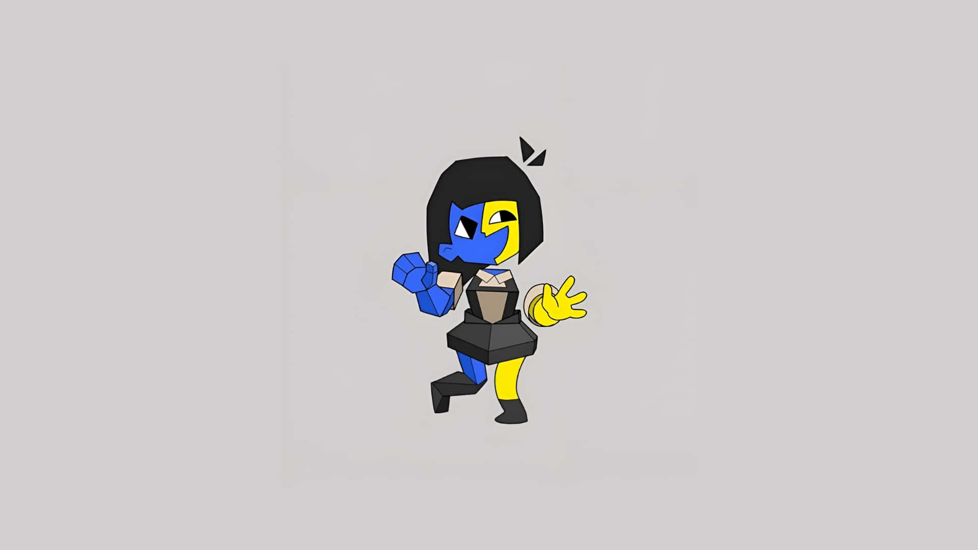 Ena, blue and yellow skin, stylized cartoon character, Full HD Desktop Wallpaper