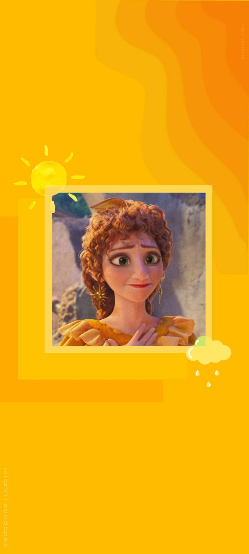 Encanto Aesthetic, curly red hair, yellow frame, Full HD Phone Wallpaper